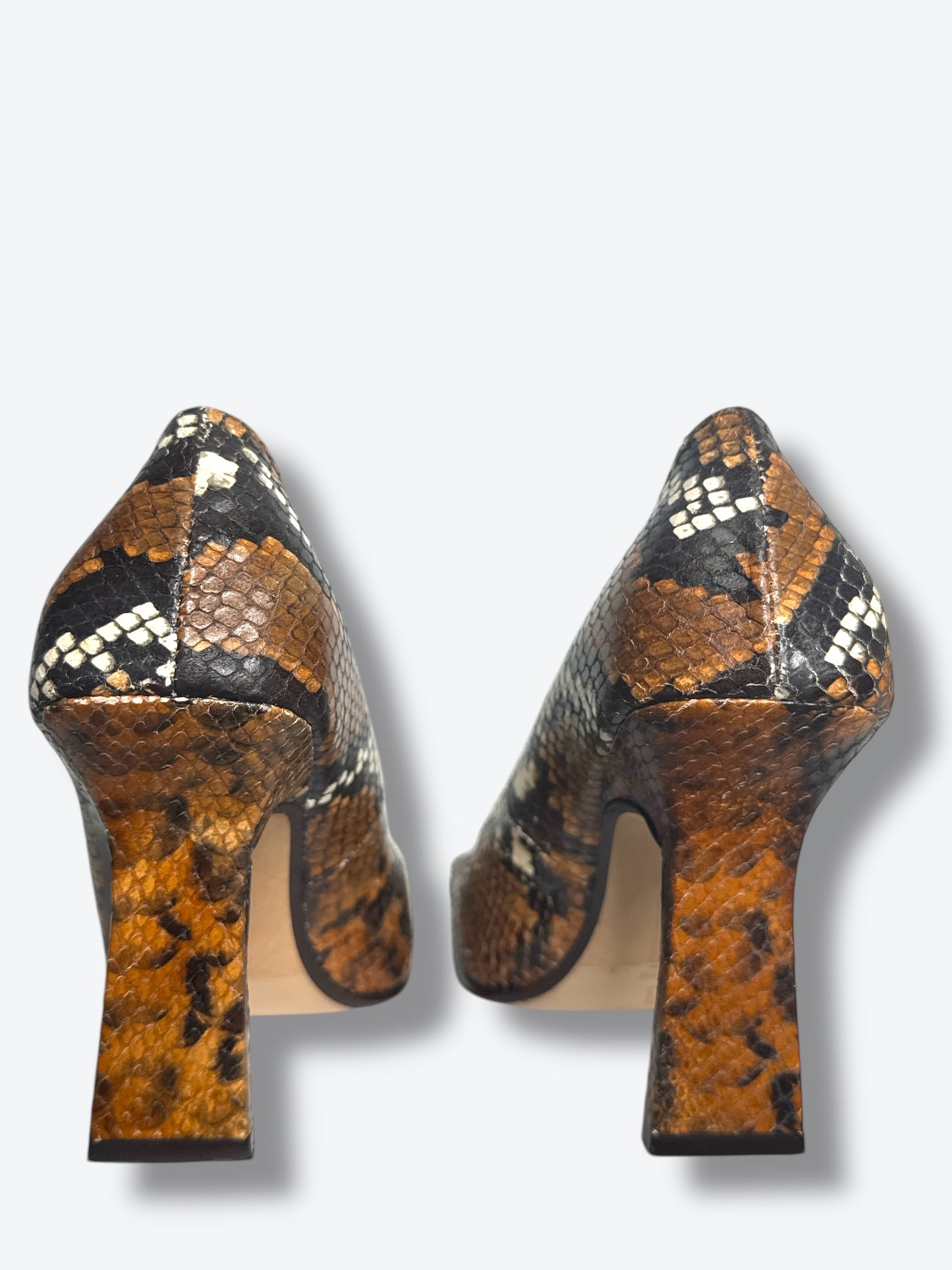 MIISTA Alicja  Auburn Vegan Leather Embossed Snake Pumps