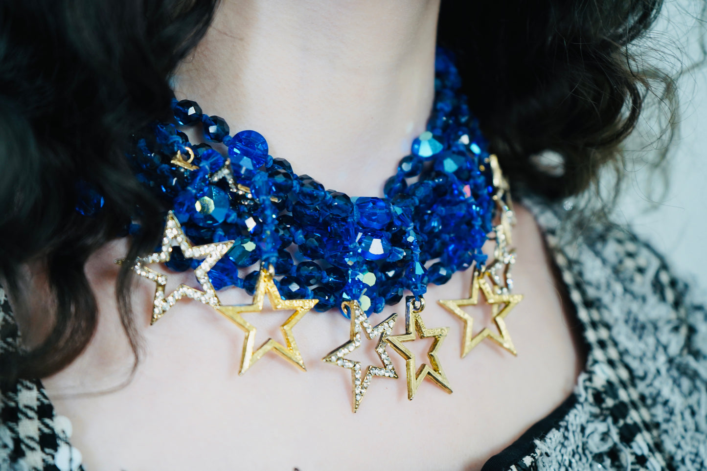 Erickson Beamon Star Crystal + Blue Beaded Necklace