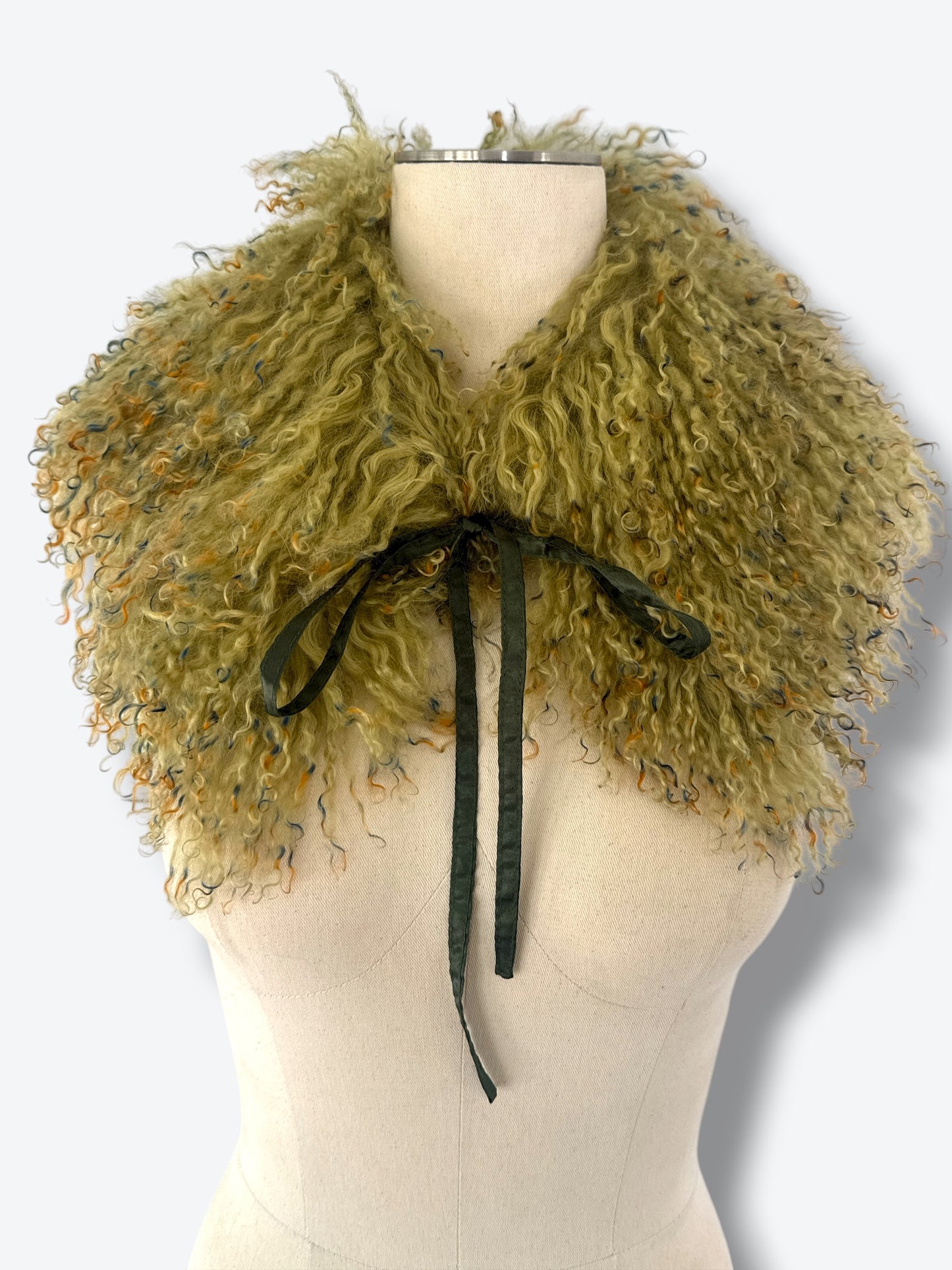 Y2K Lime Green Mongolian Lamb Collar