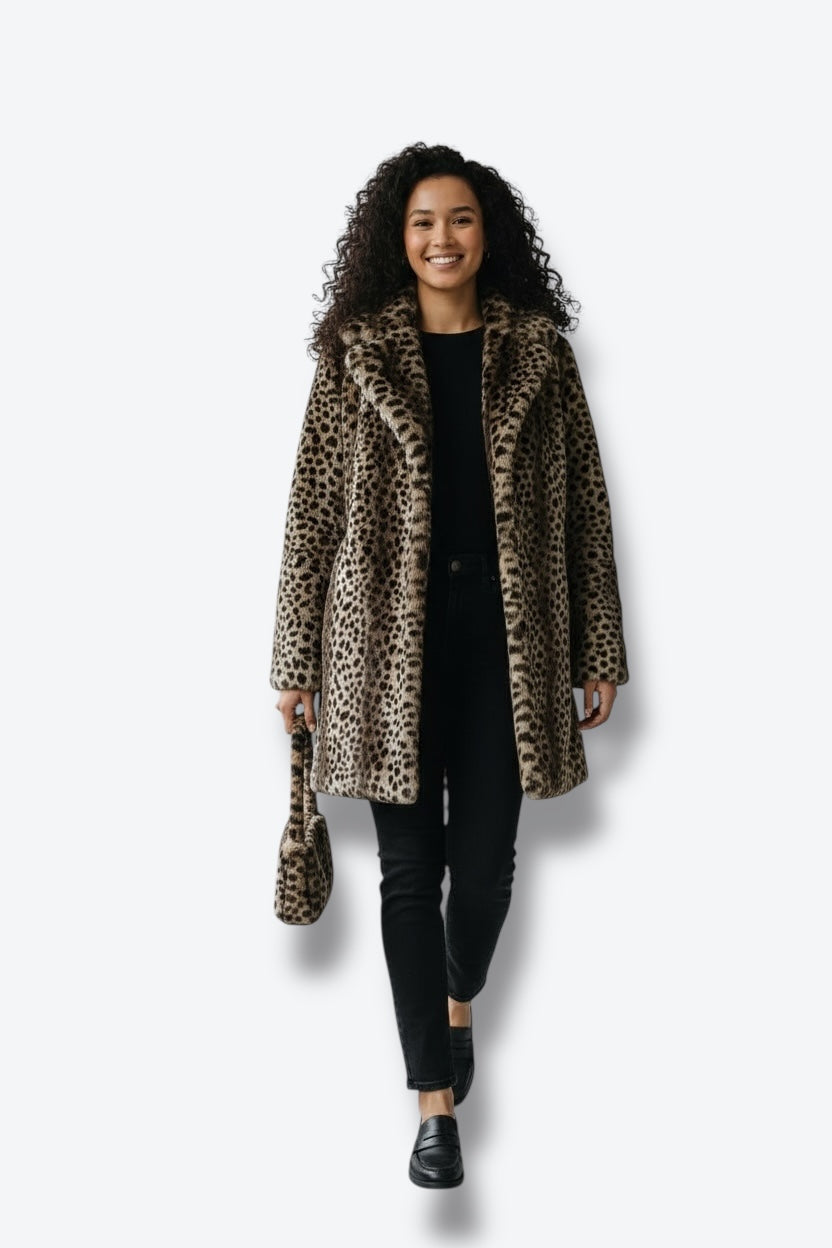 Y2K Hannah by Marlow One Button Cheetah Faux Fur Jacket