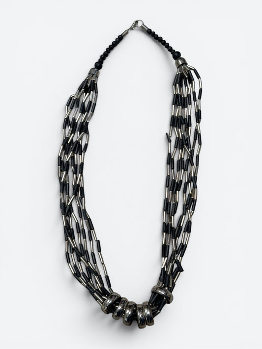 1990s Metal Ring + Beaded  Necklace