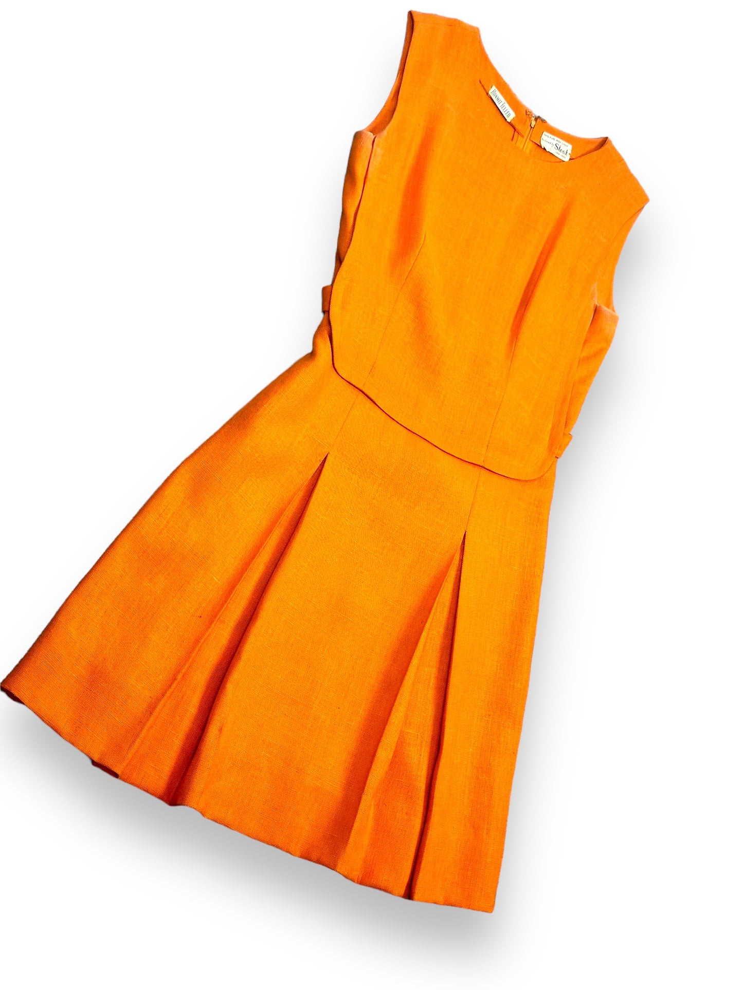 1950s Bonwit Teller Irish Linen Orange Dress