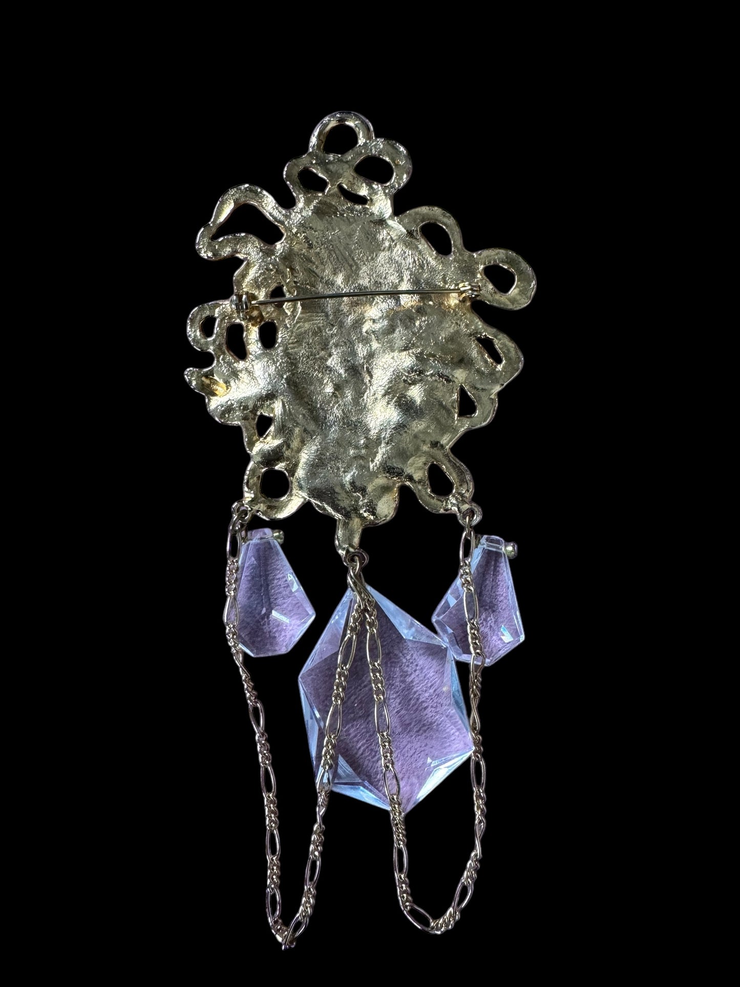 Vintage 6” Medusa Head & Gem Brooch