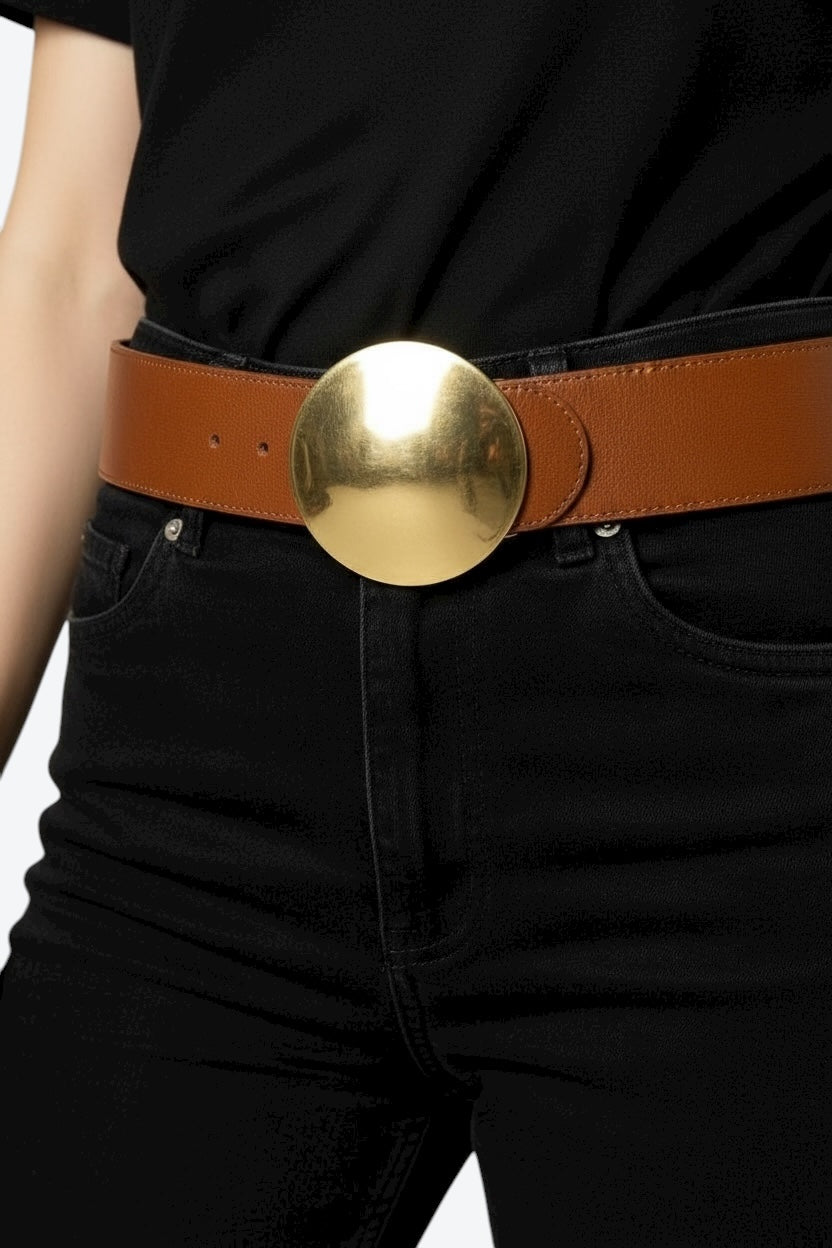 Robert Lee Morris Brown Circle Buckle Belt