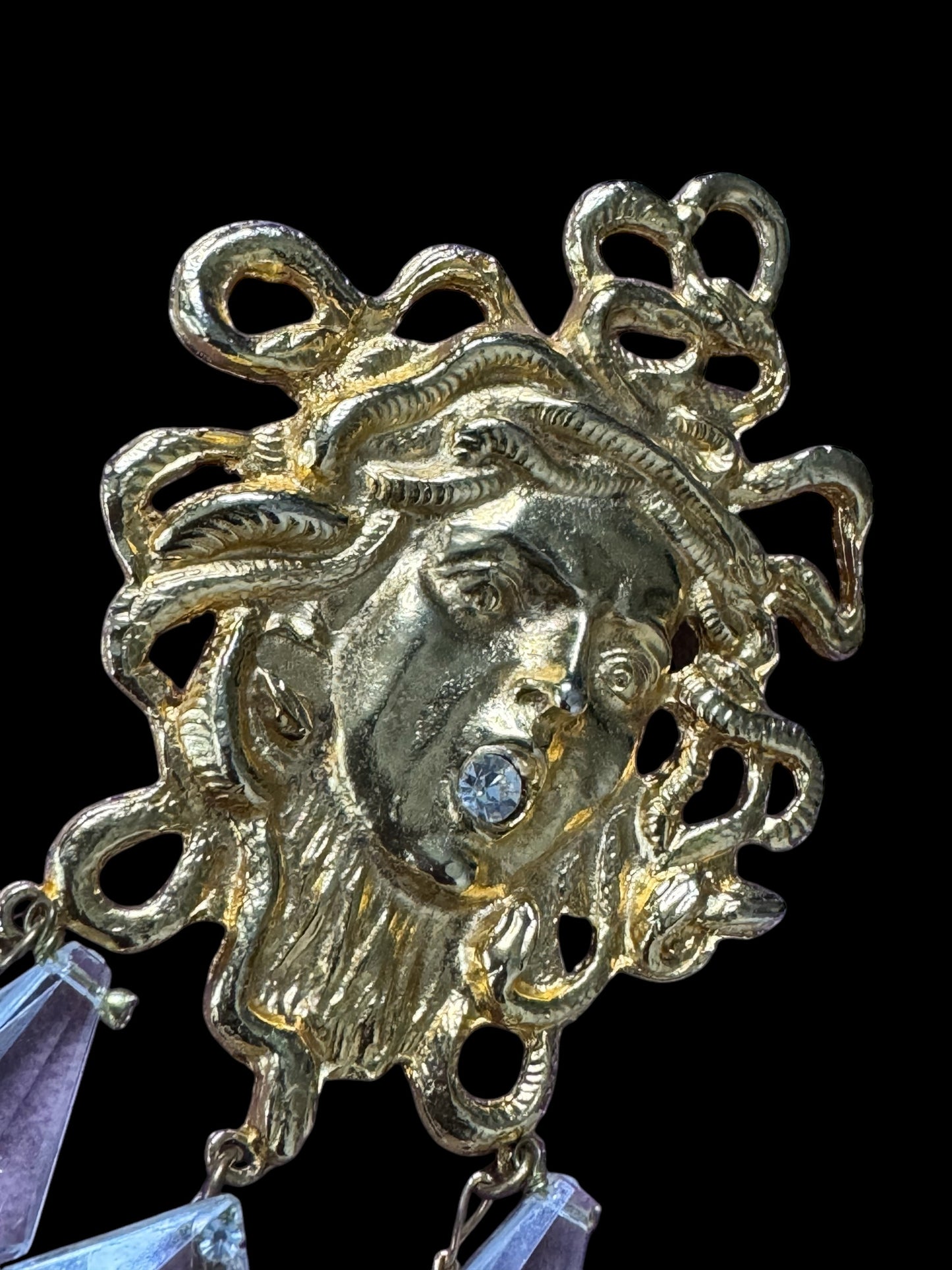 Vintage 6” Medusa Head & Gem Brooch