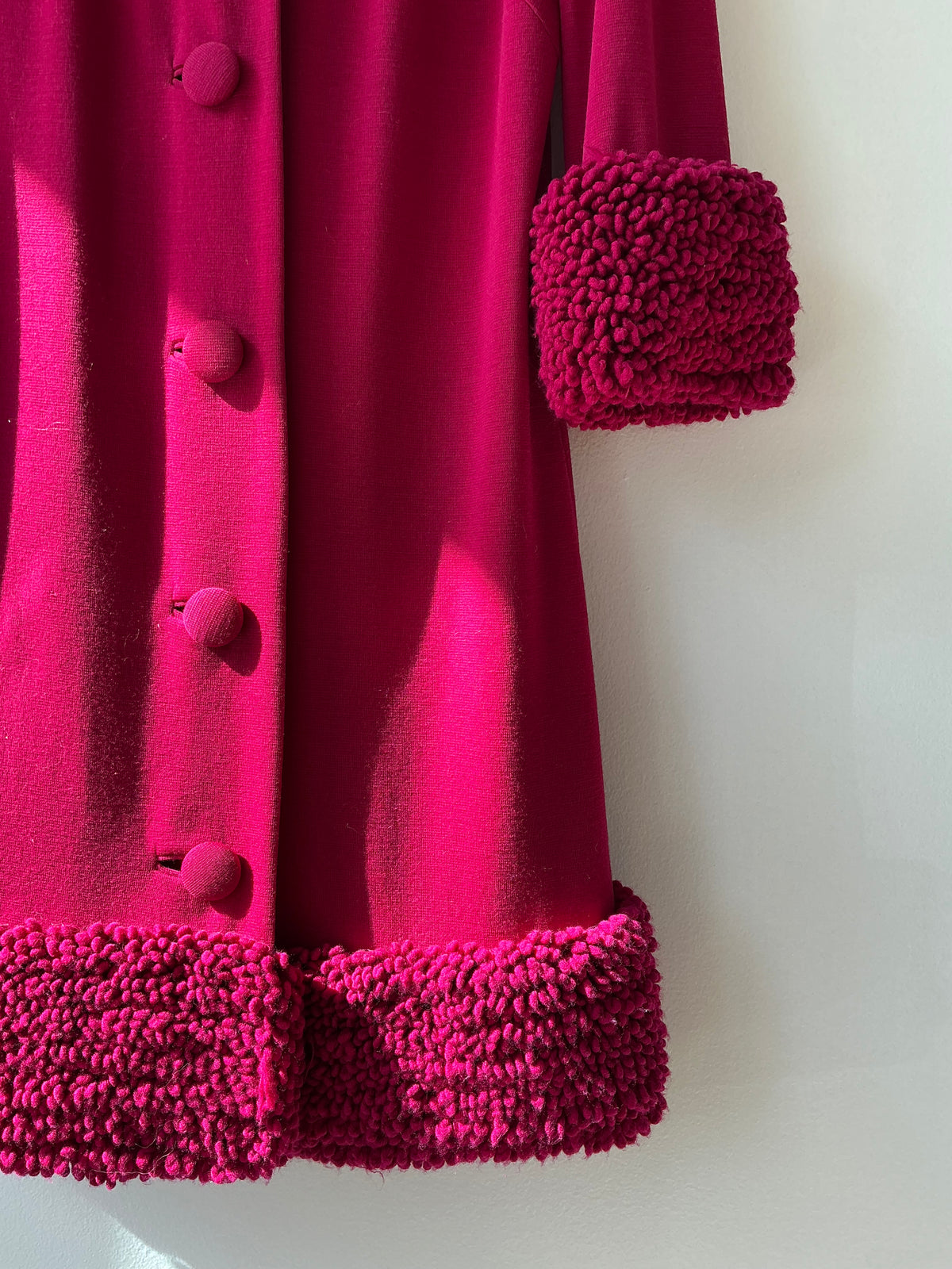 1960s Pink Curly Wool Sweater Jacket