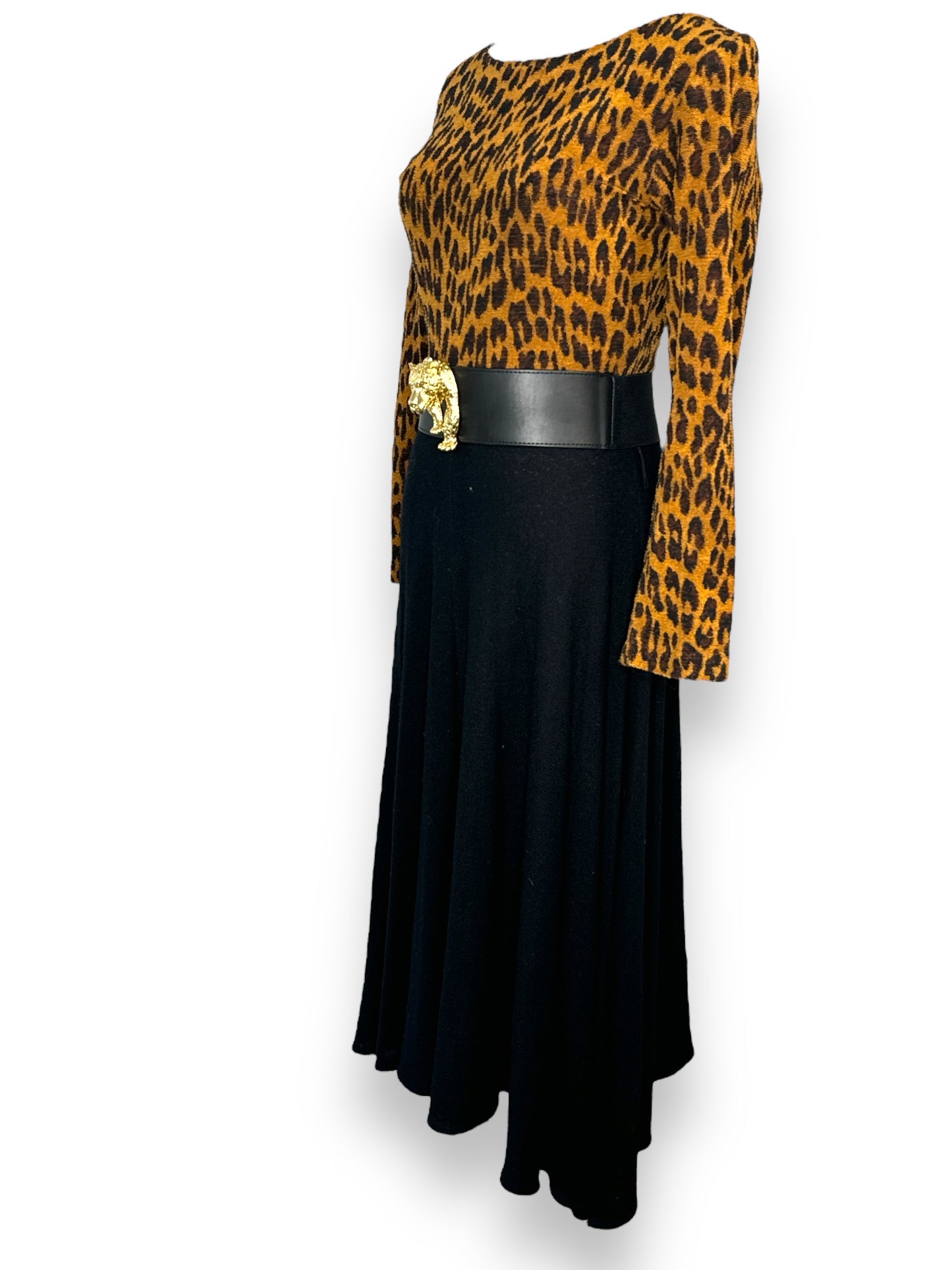 1980s “Mevisto” Belted Cheetah Print Dress