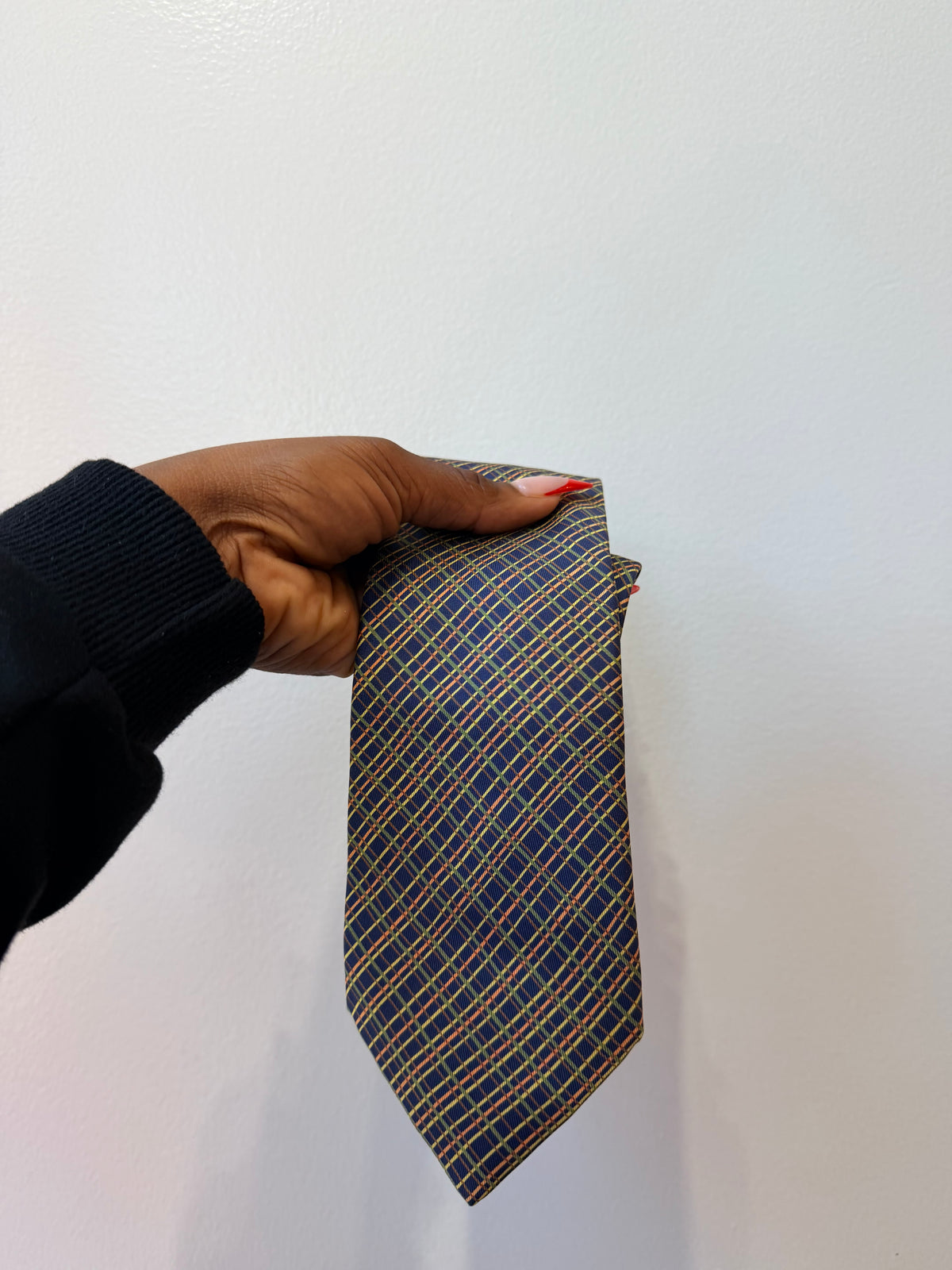 Vintage Hermés Navy / Bwn Hatched Tie
