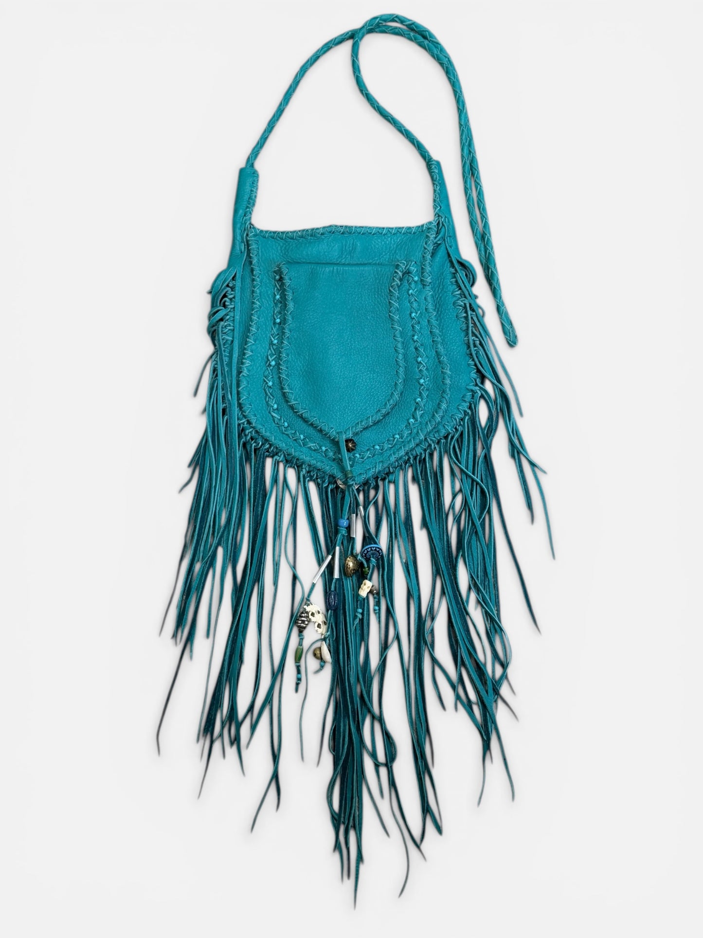 1970s Turquoise Fringe Crossbody – Bohemian Leather Festival Bag