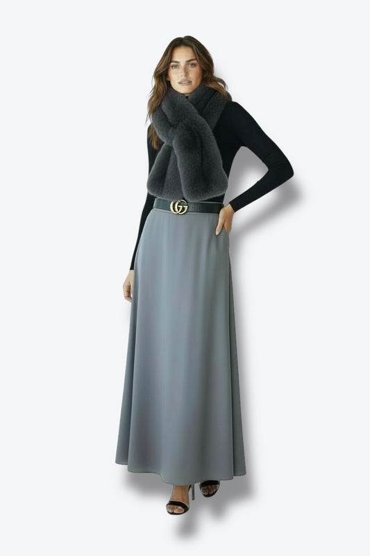 1990s Samsappelle Fluid Gray Silk Skirt