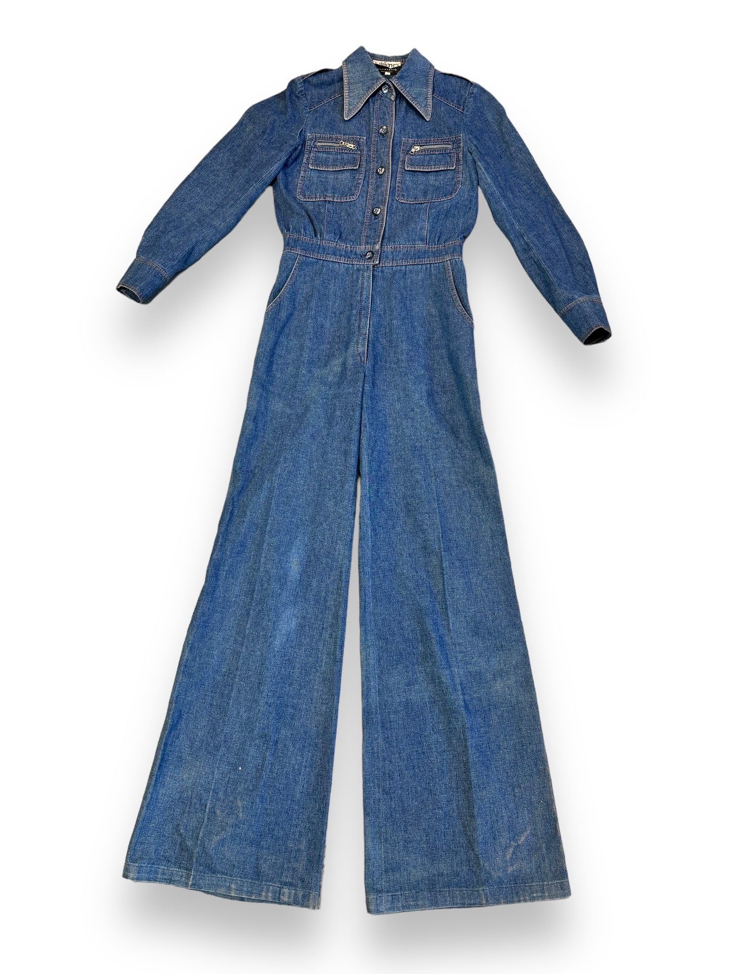 1970s Rafael Denim Bell Bottom Jumpsuit