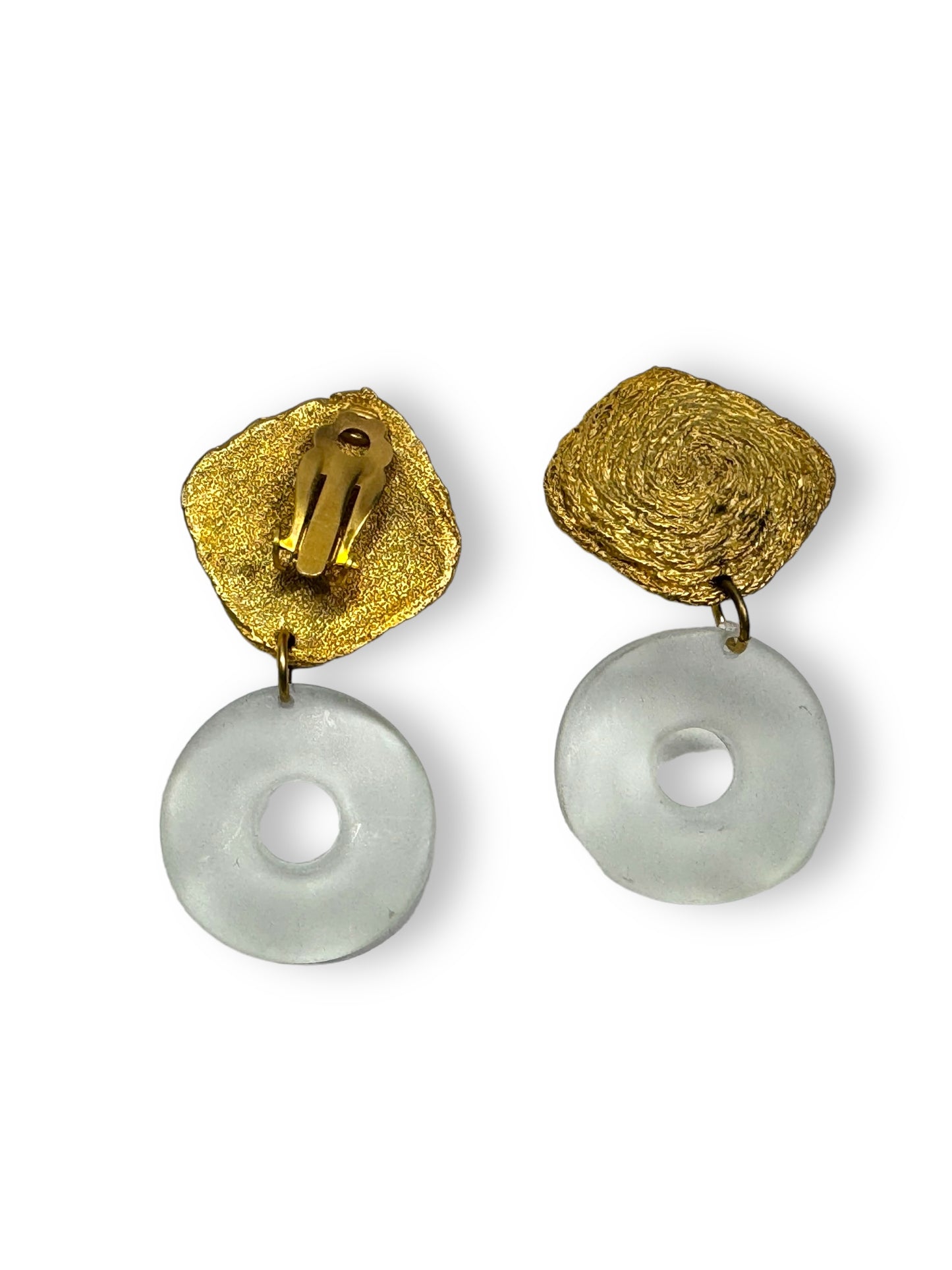 1980s Gold and Lucite Clip On Earrings