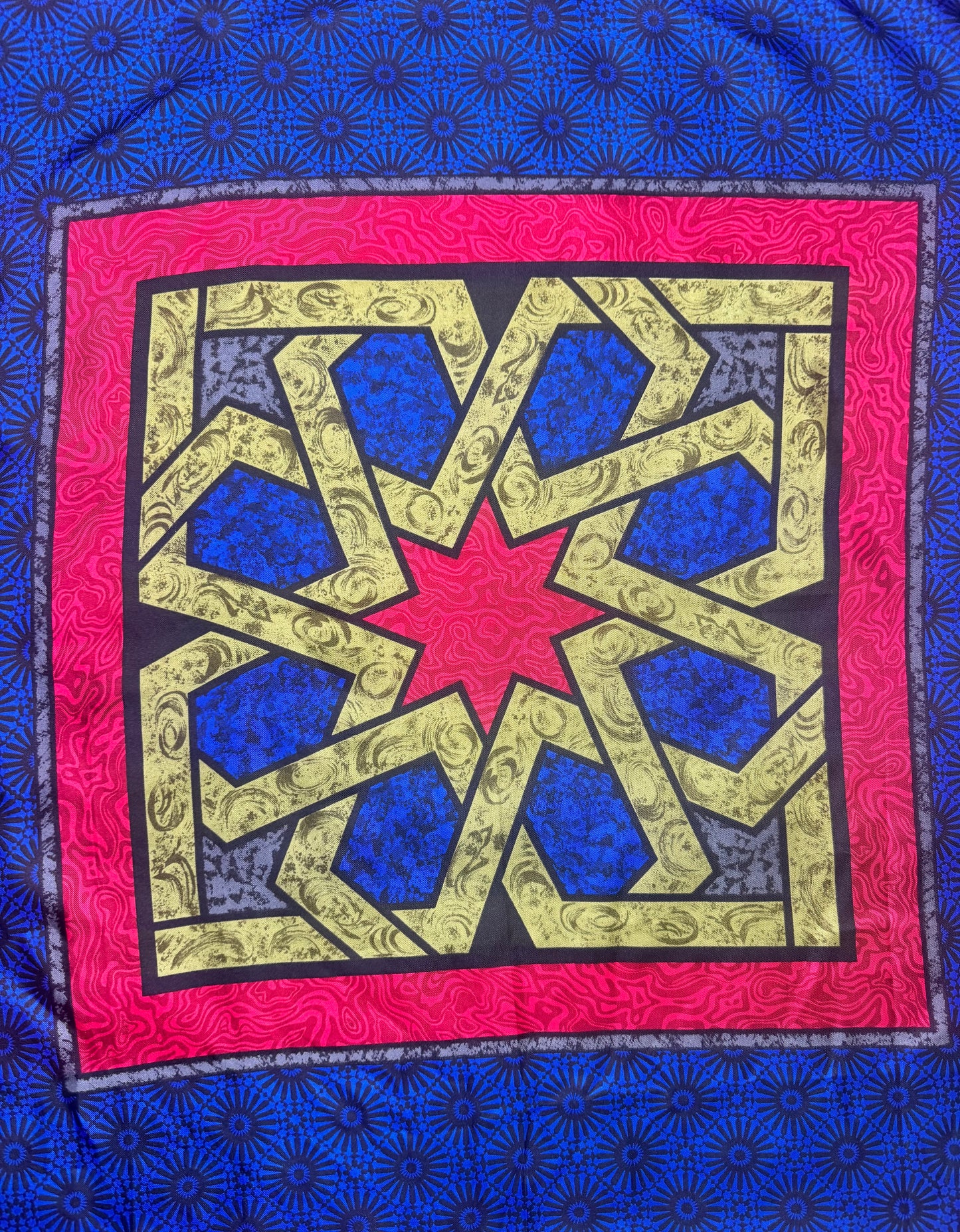 1970s 31” x 31” Diane Von Furstenberg Geometric Silk Scarf