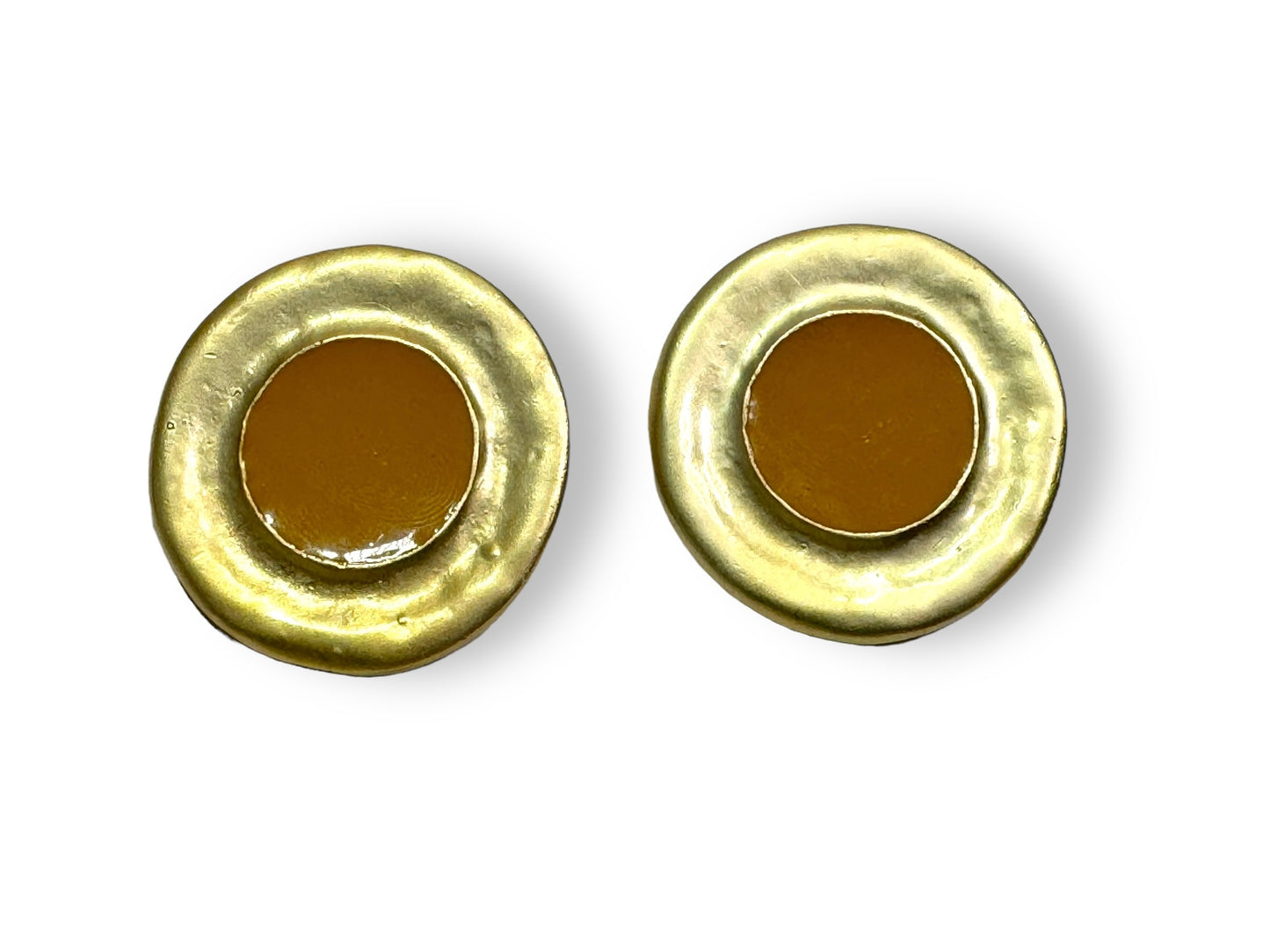 1980s Enamel Circular Clip On Earrings