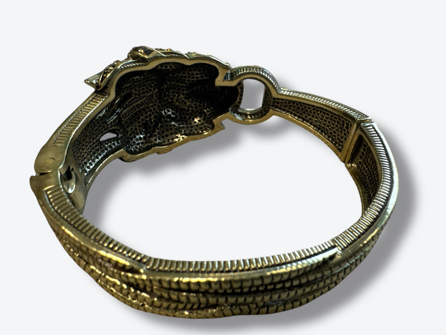1990s Heidi Daus Copper & Rhinestone Lion Cuff