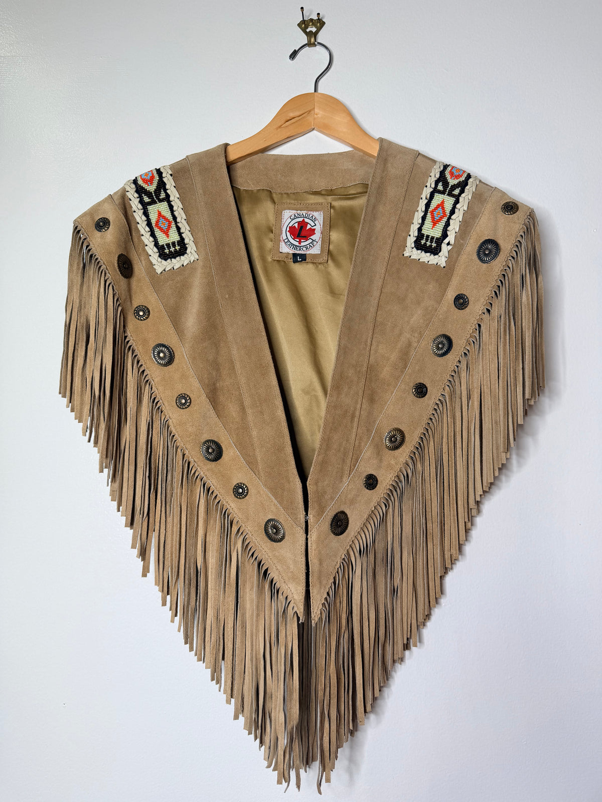 1970s “Canadian Leathercraft”Fringe Ornate Shrug