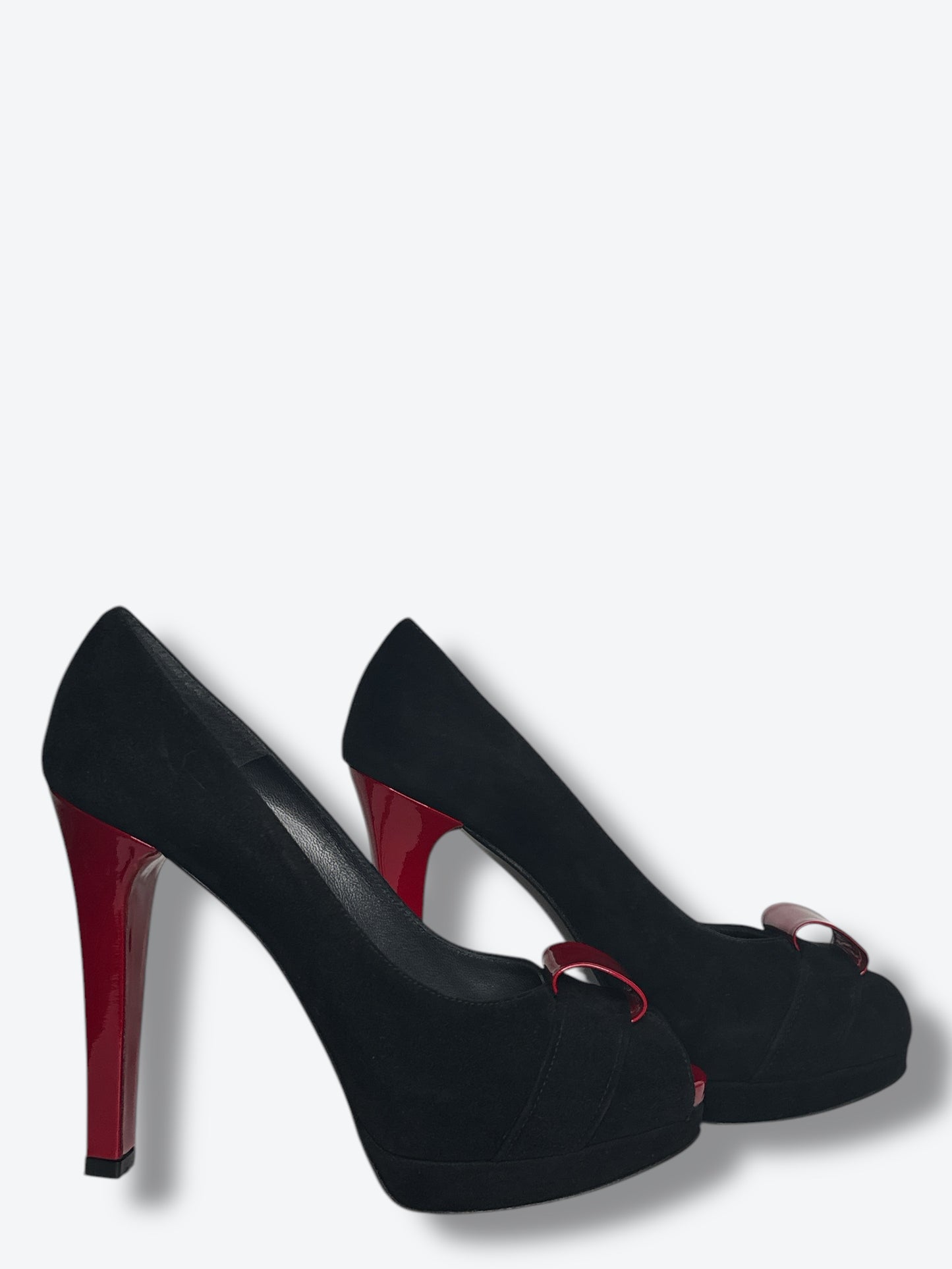 Y2K Stuart Weitzman Black Suede and Red Shoes