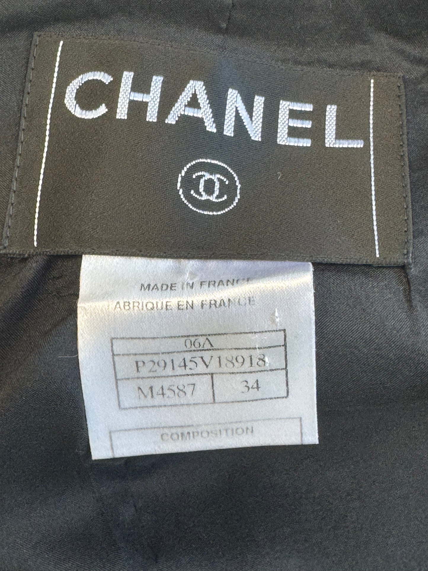 Chanel 2006 Black and Gold Tweed Tie Blazer