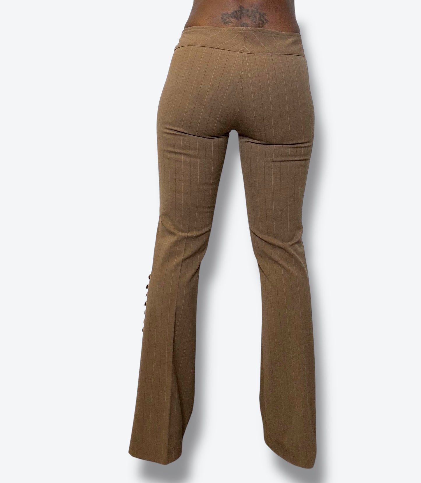 Y2K Biscote Tan pin Stripe Button pants