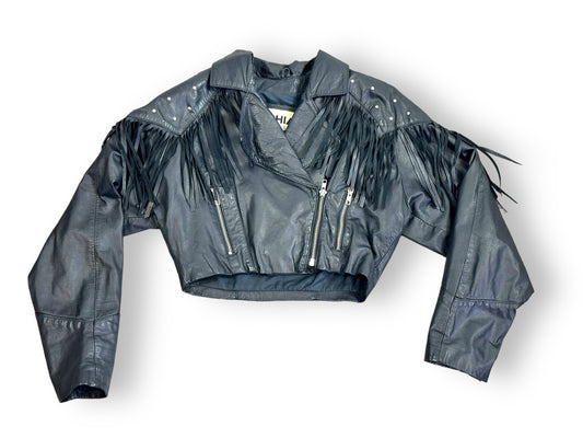 1970s Chia Fringe Studded + Zip Moto Jacket