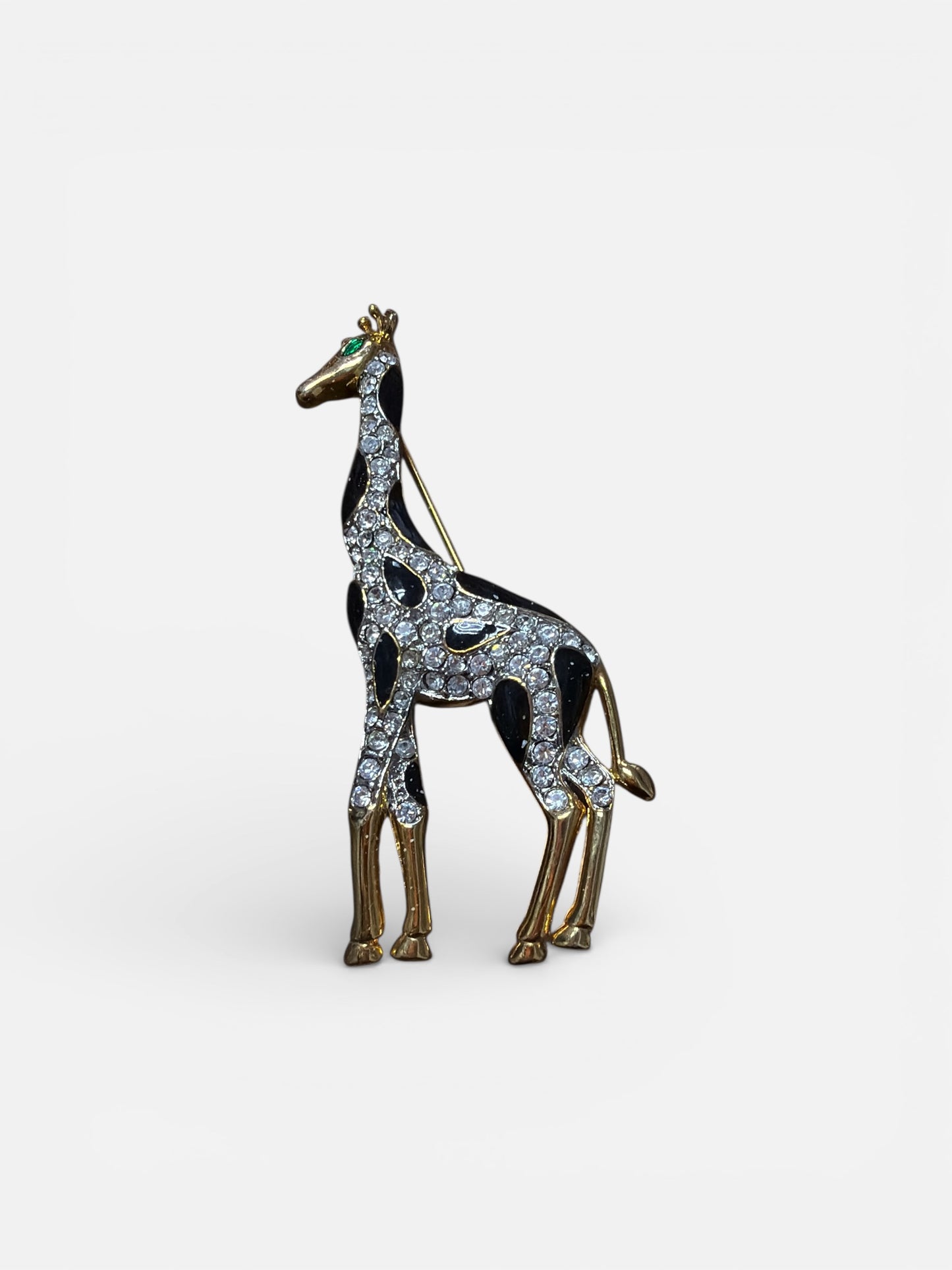 1990s 2” Crystal Encrusted Giraffe Brooch