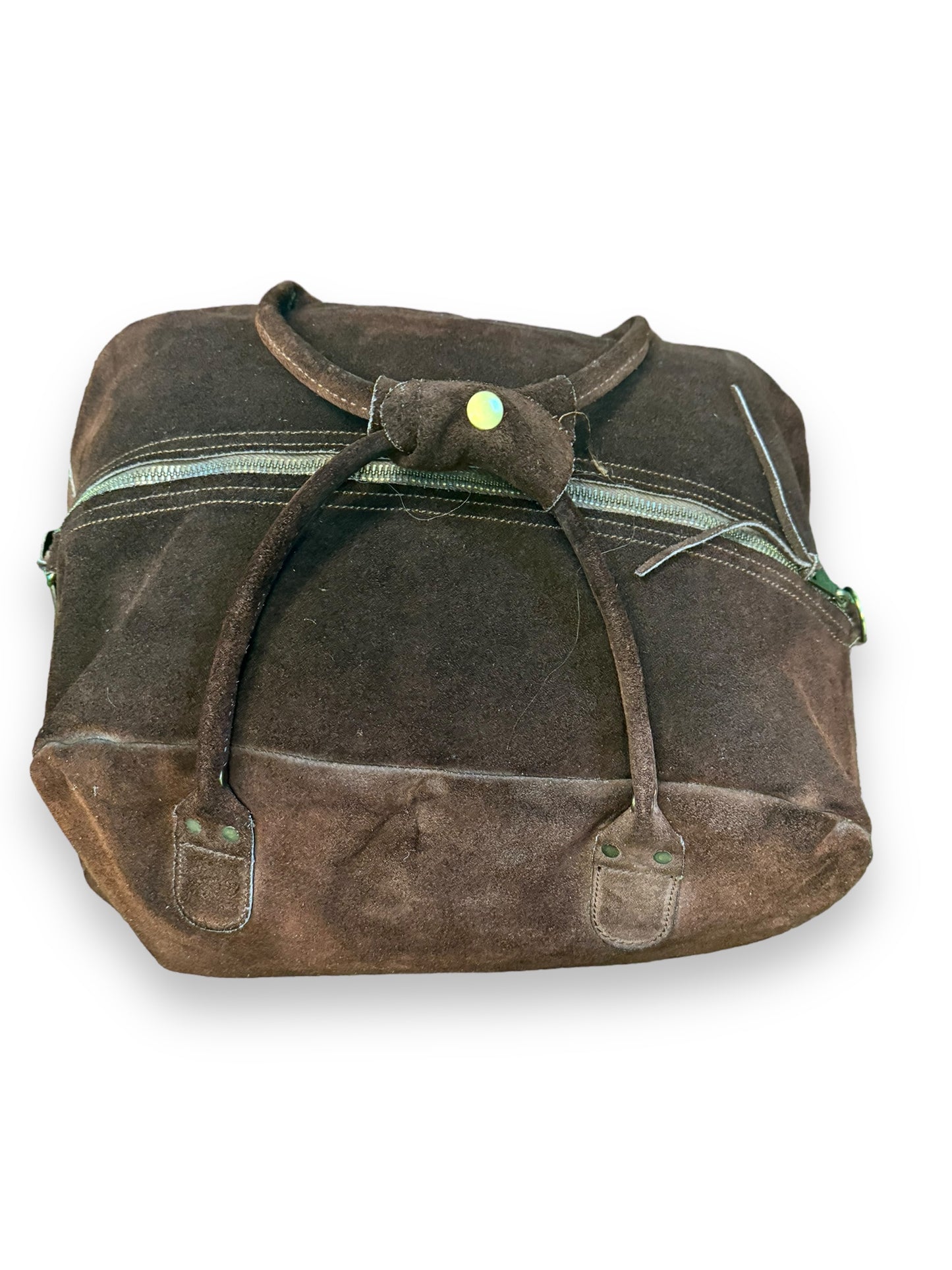 Vintage Unisex Brown Suede Weekender