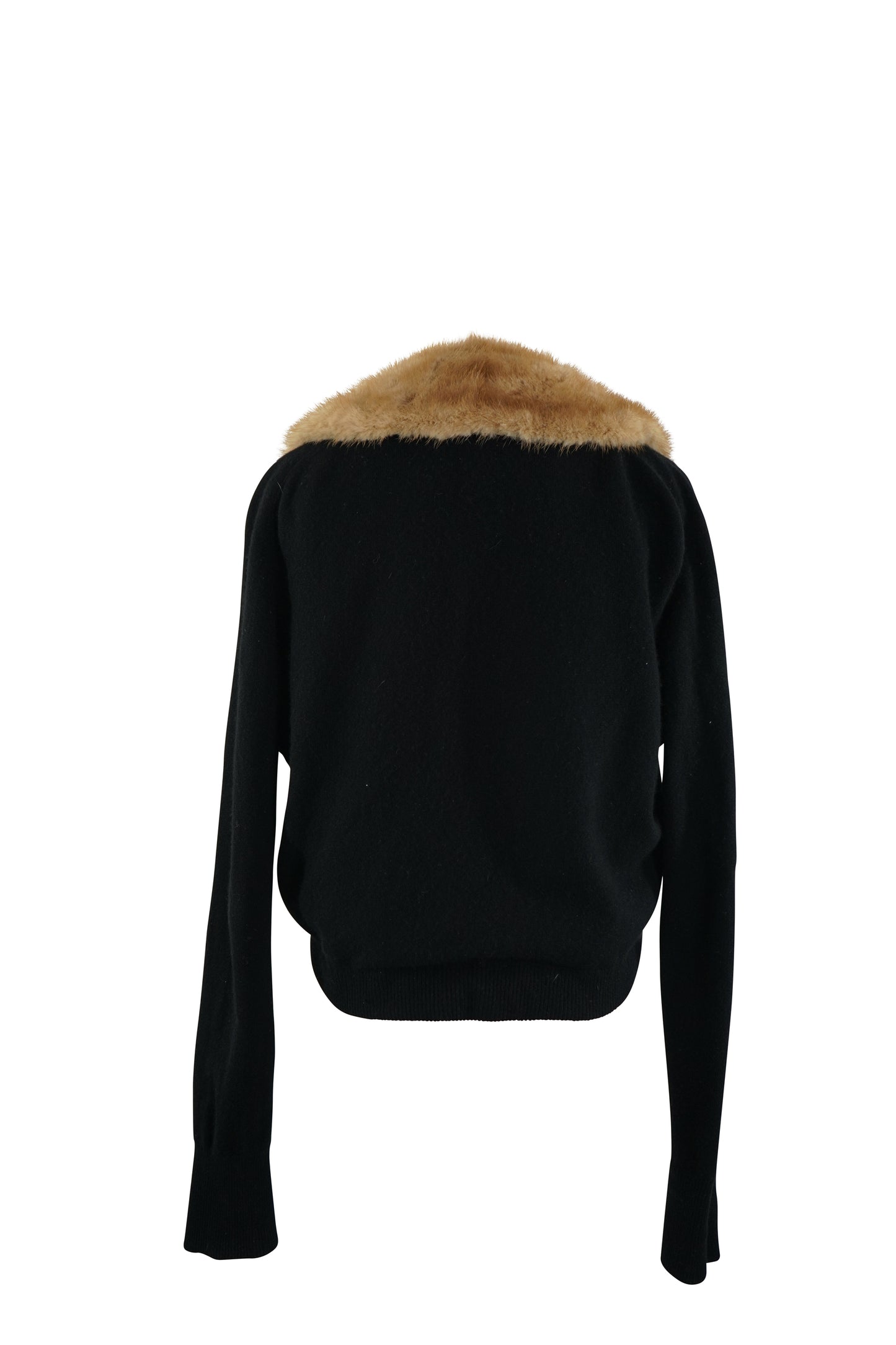 Bernard Altmam Black Cashmere Fox Trim Sweater