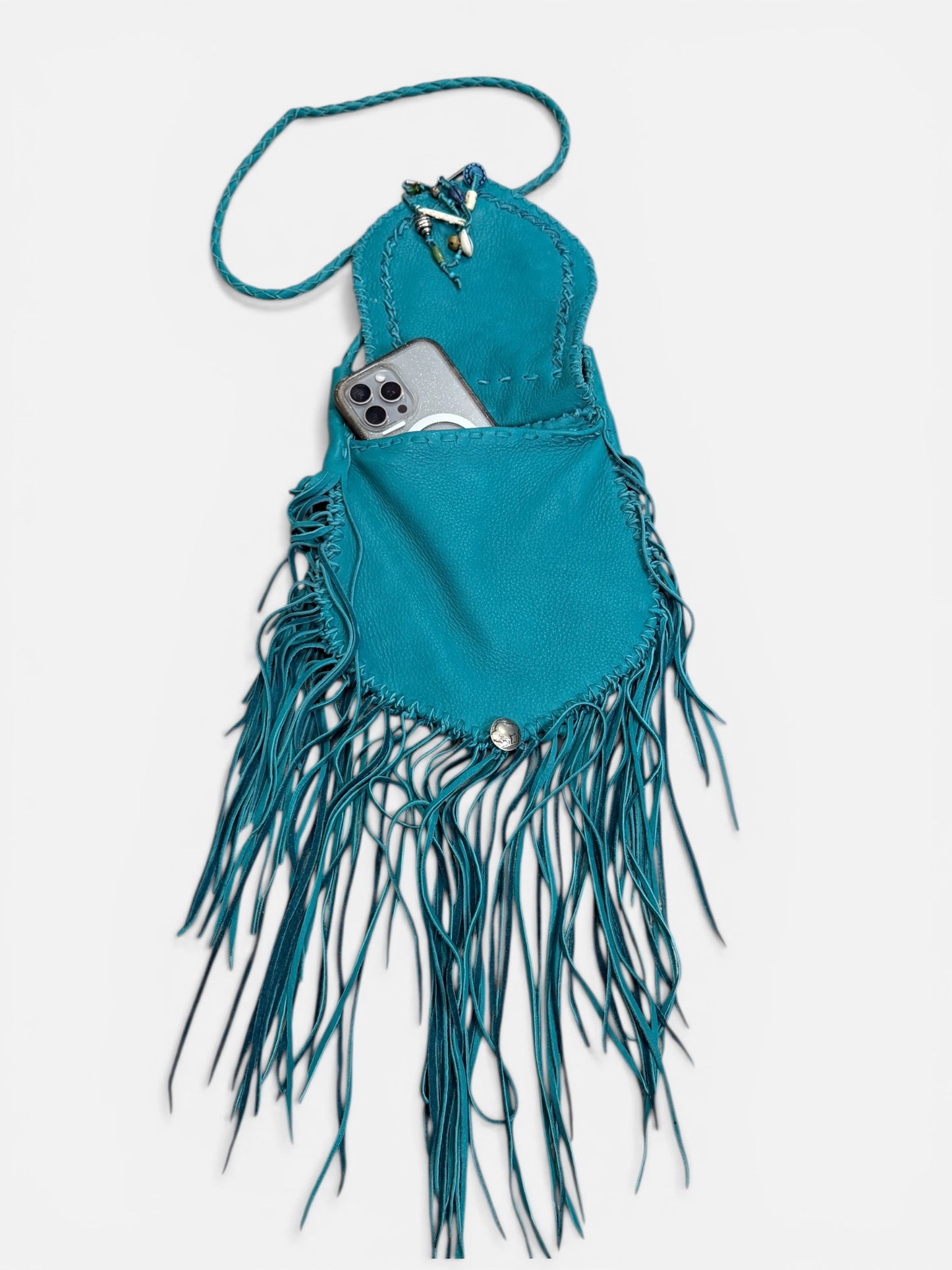 1970s Turquoise Fringe Crossbody – Bohemian Leather Festival Bag