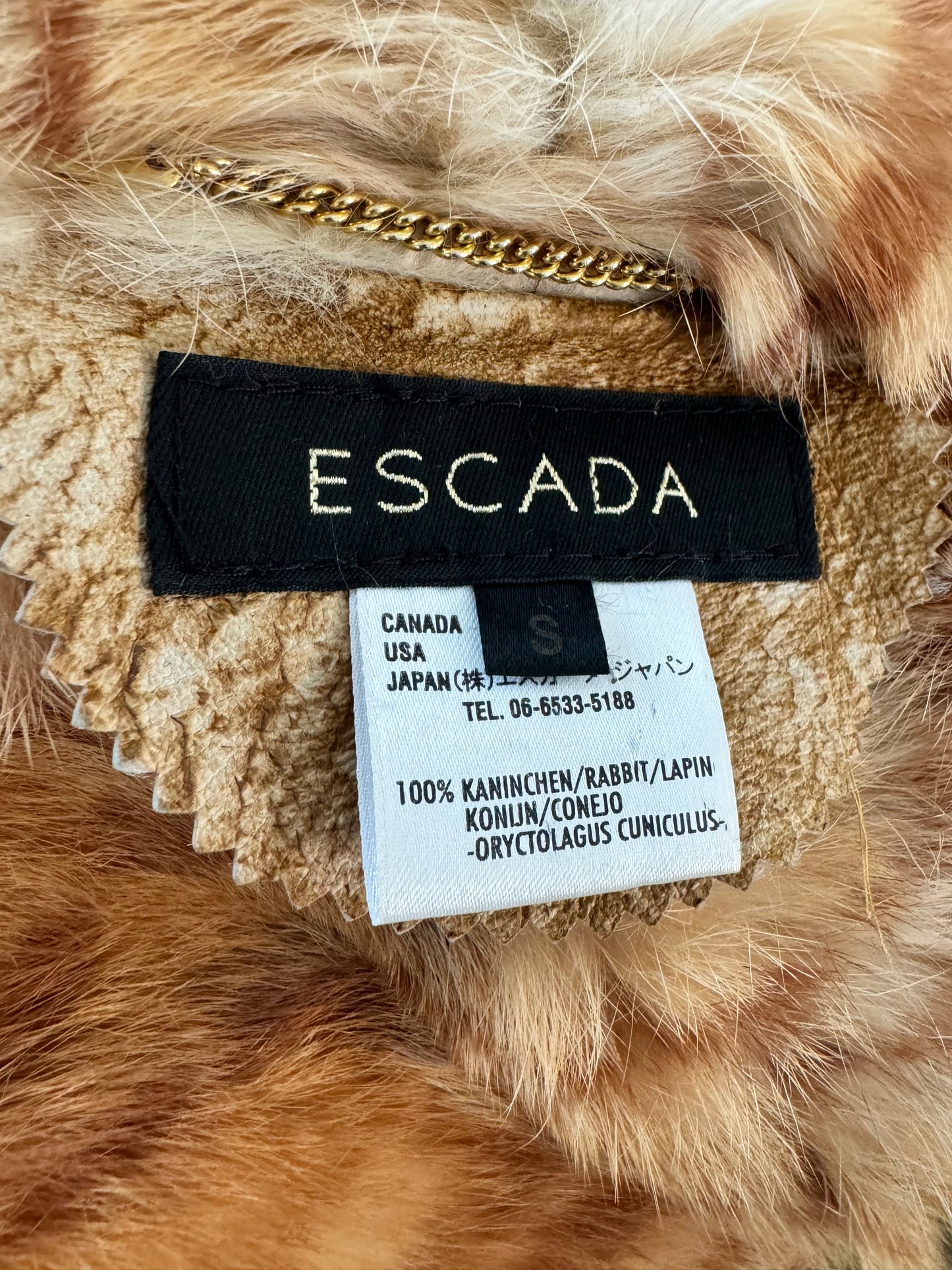 1990s Escada Sheepskin and Rabbit Zebra Coat