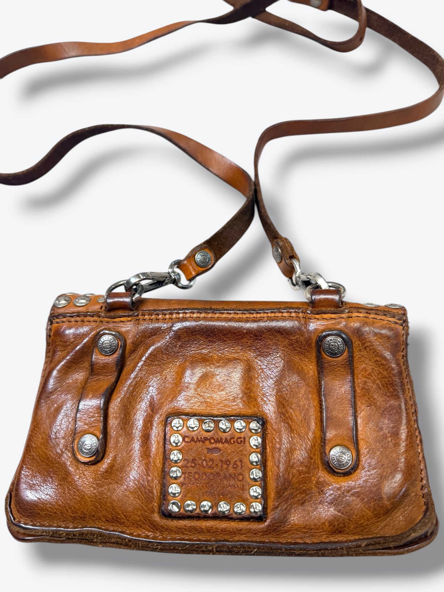 Vintage Campomaggi Hammered Convertible Cross body + Belt Bag