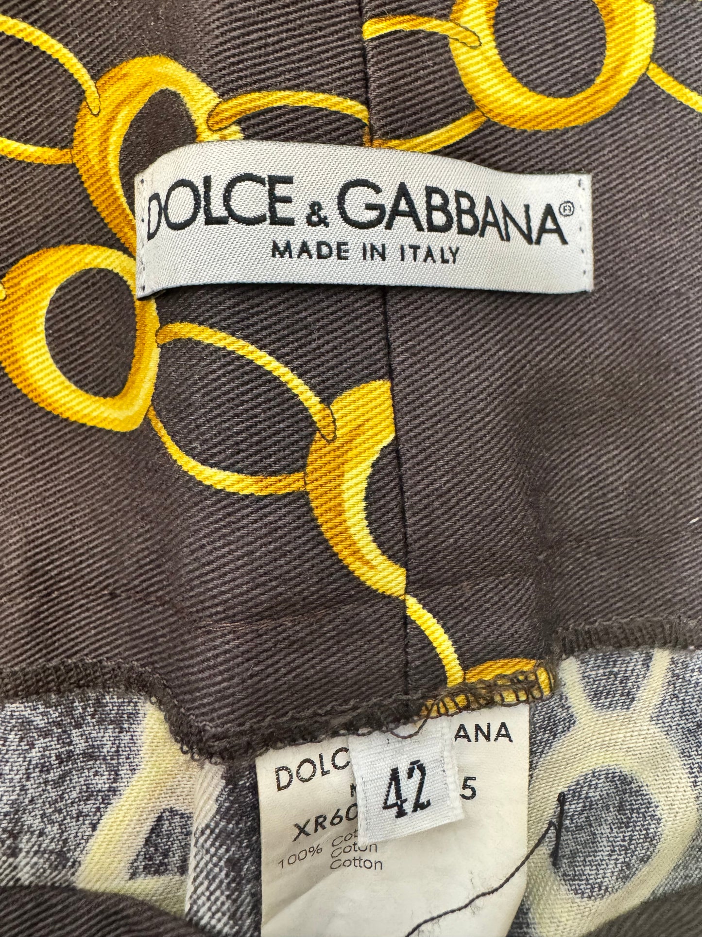 Dolce + Gabanna Chain Link Brown and Gold Pants