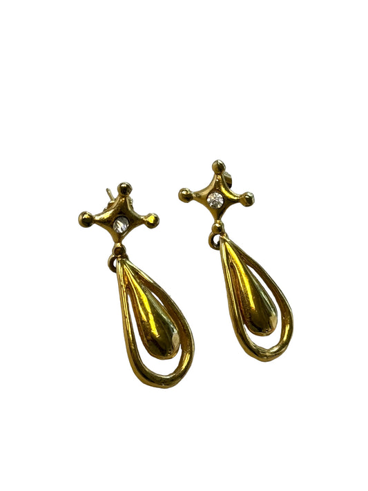 1990s Gold + Diamanté Star Drop Earrings