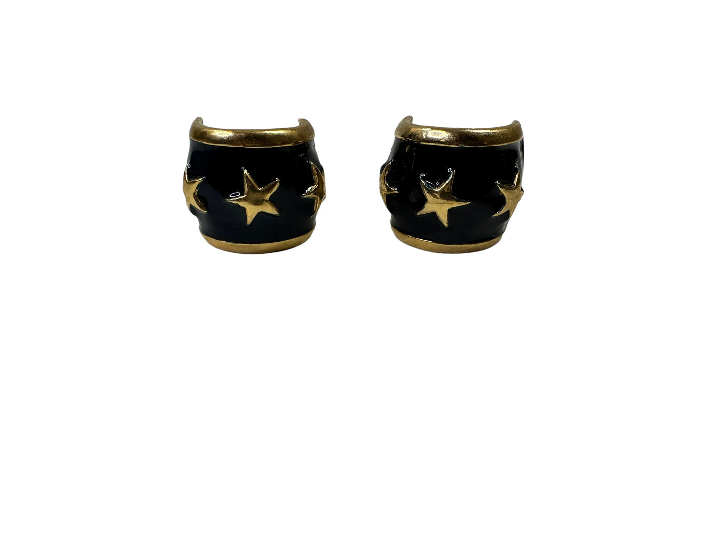 1990s Navy + Gold Barrel Earrings