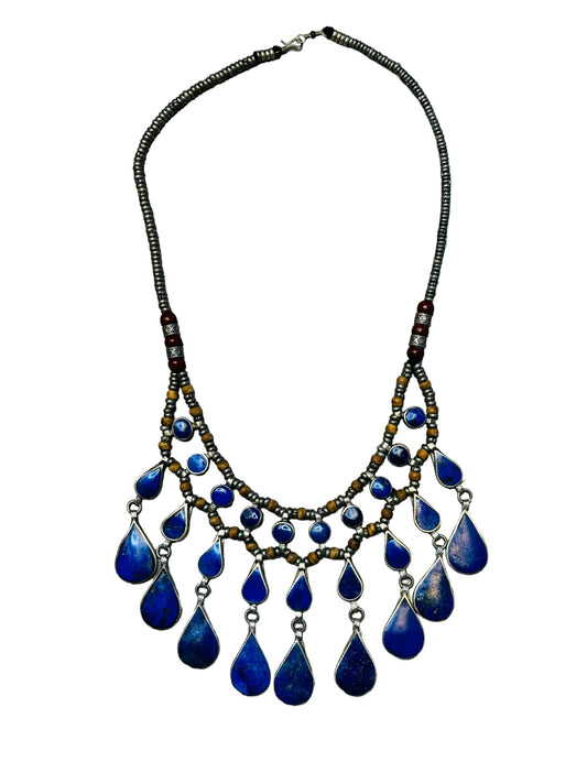 1970s Lapis Hippie Necklace