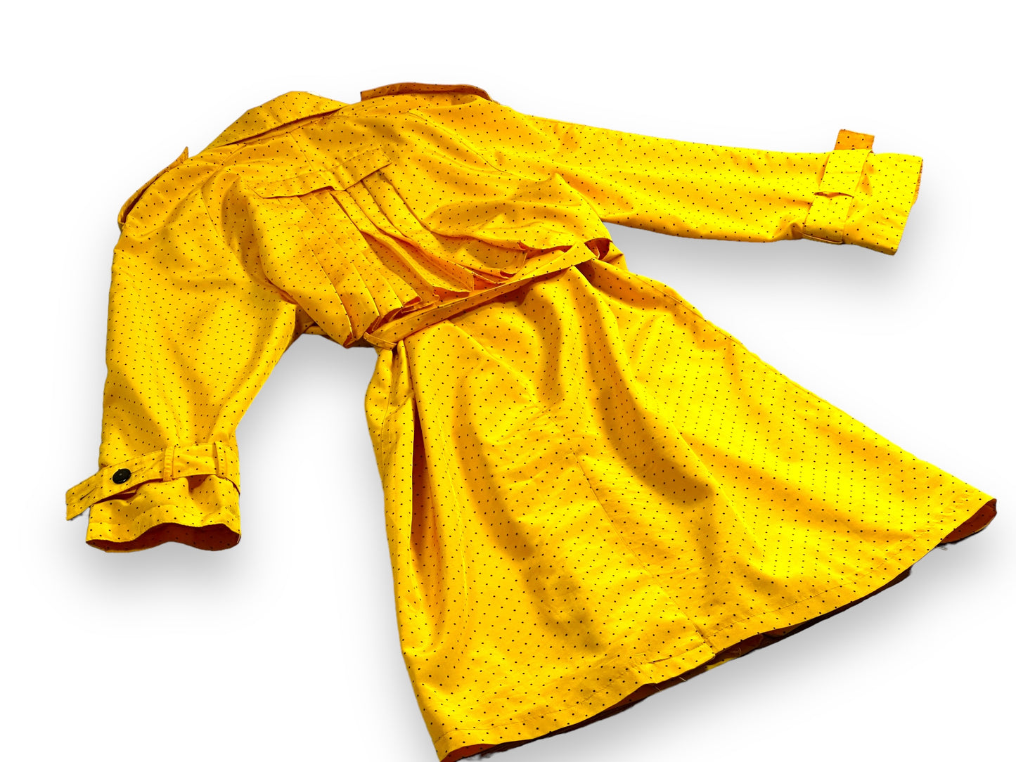 1990s J. Gallery Yellow Polka Dot + Pleated Trench