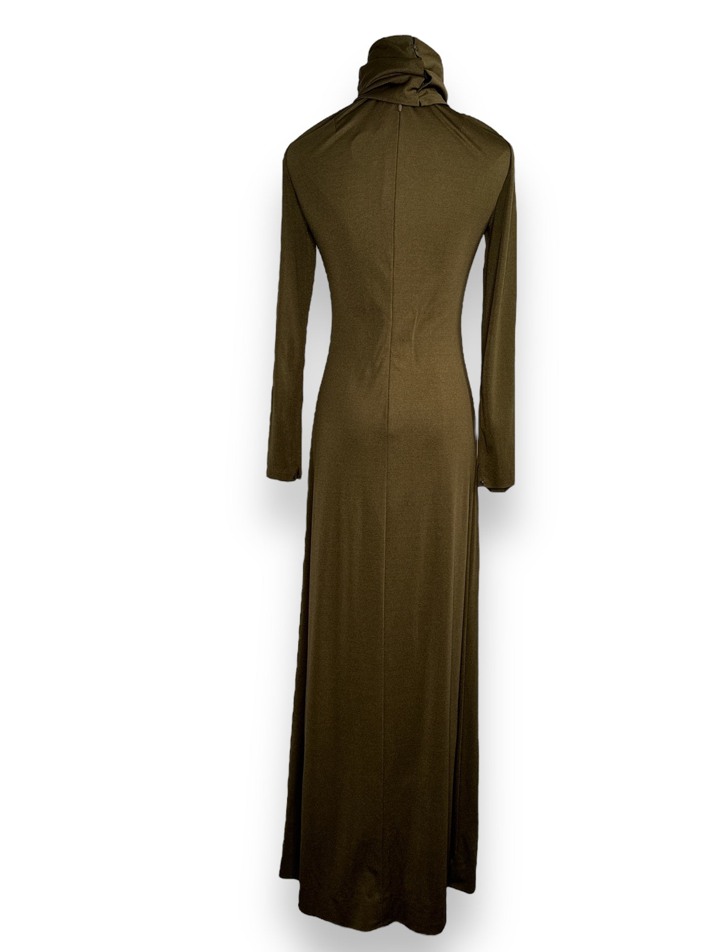 1970s “John Anthony” Brown Cowl Neck Dress