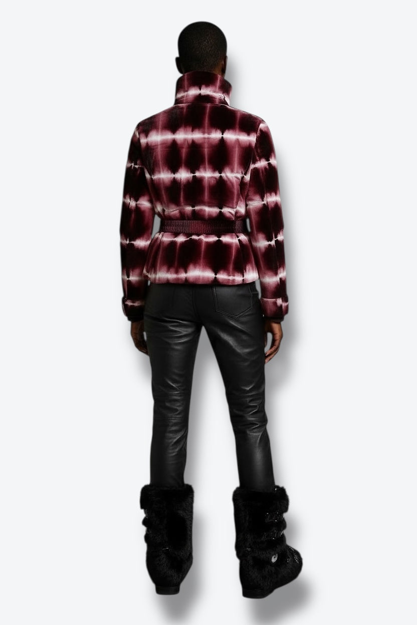 Marengo Reversible Crimson and White Fur and Raw Silk Ski Jacket