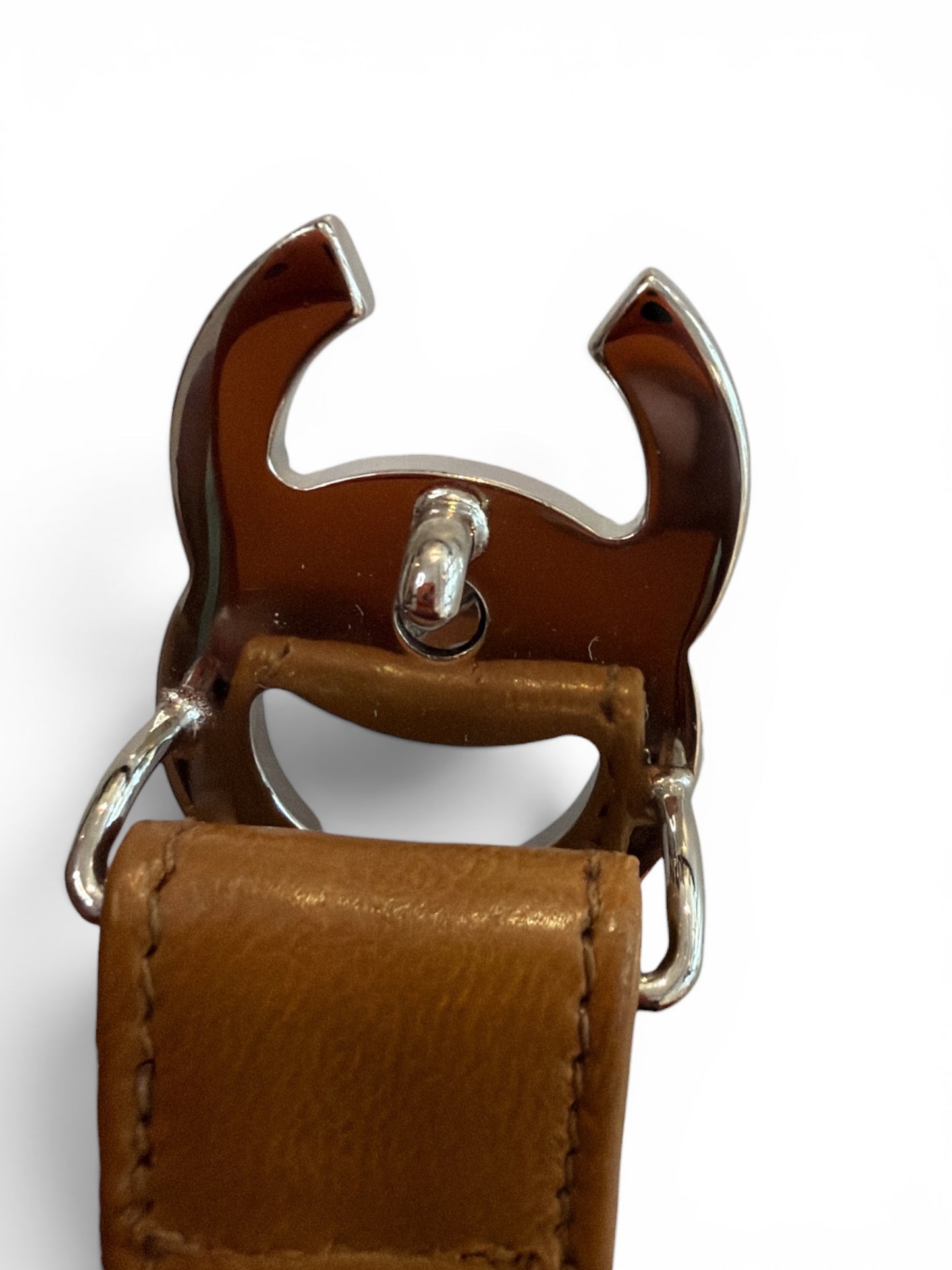 1990’s Chanel Brown Leather CC Turnlock Belt with Palladium Hardware