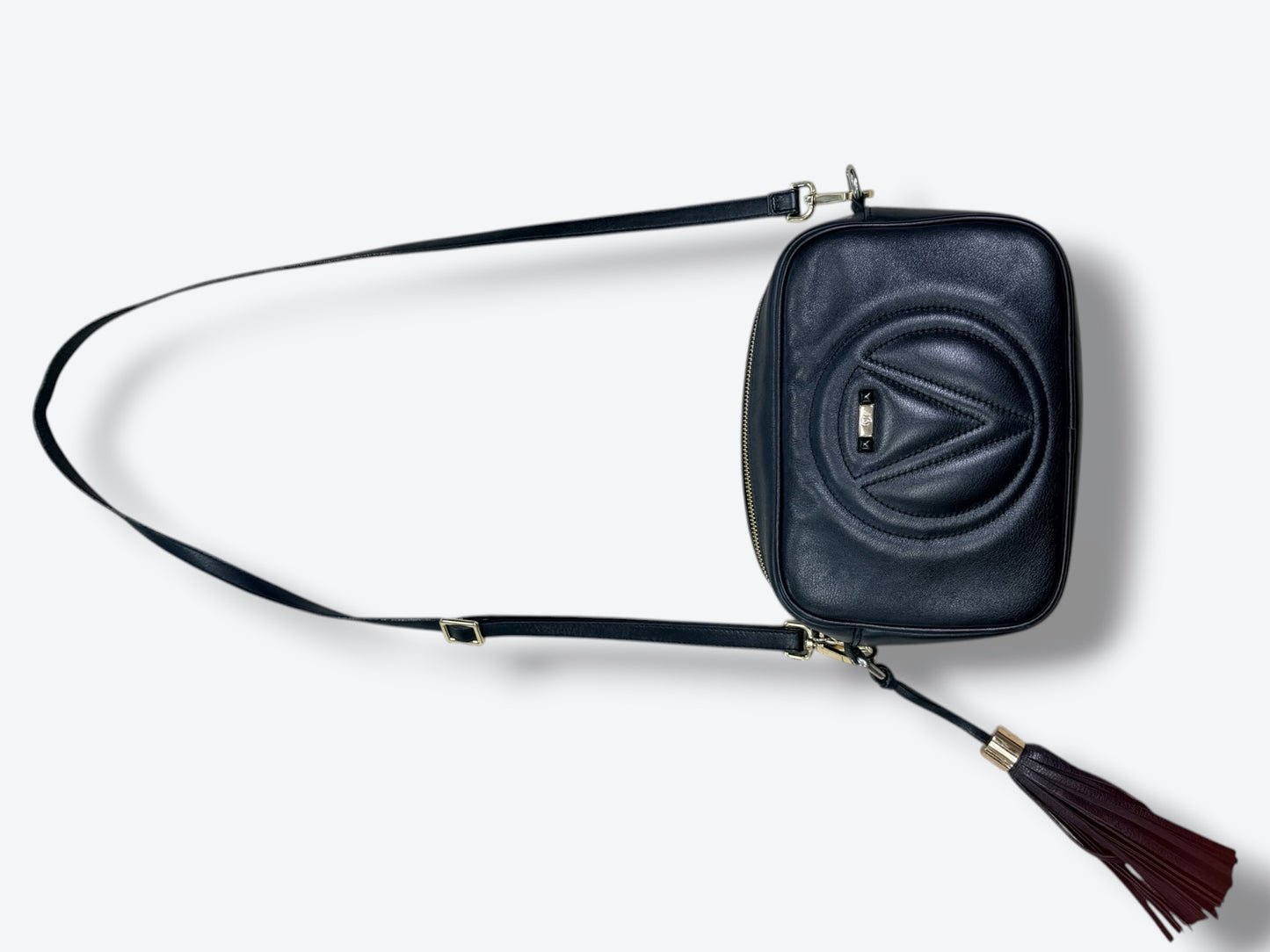 Valentino Garavani V Logo Leather Shoulder Bag – Black | Y2K Minimalist Luxe