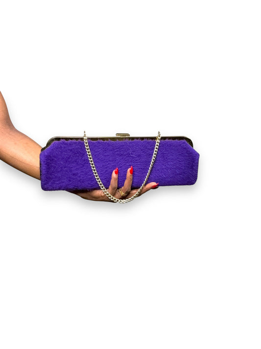 1940s Purple Faux Fur Kiss Lock Bag