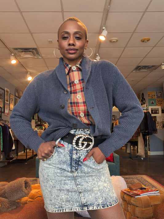 Y2K Denim & Supply “Ralph Lauren”  Ripped Flag Cardigan