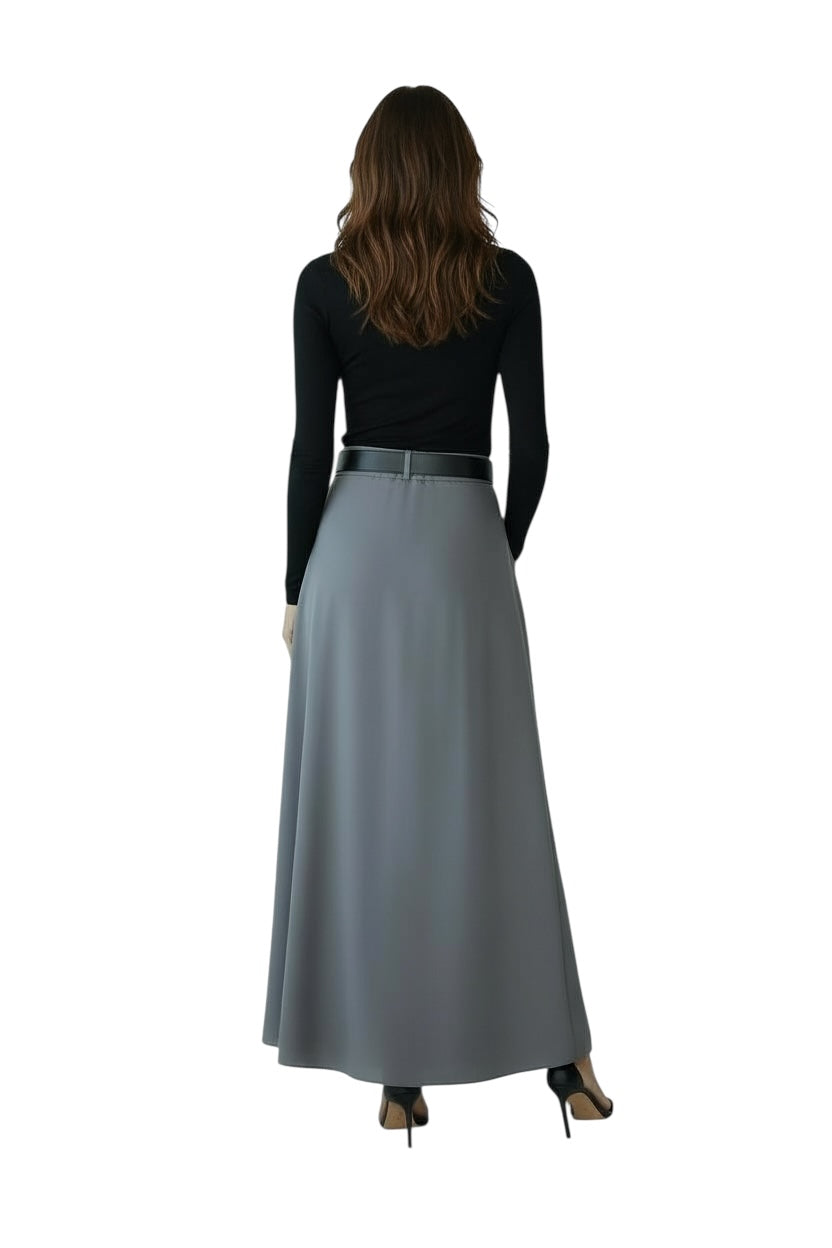 1990s Samsappelle Fluid Gray Silk Skirt