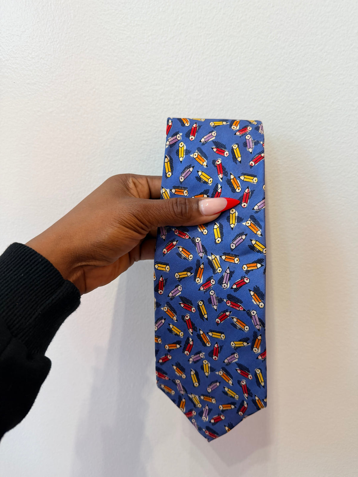 Vintage Les Copains Blue Silk Pencil Tie