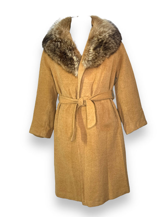 Marshall Fields Company Tan Coat Tan Fur Collar