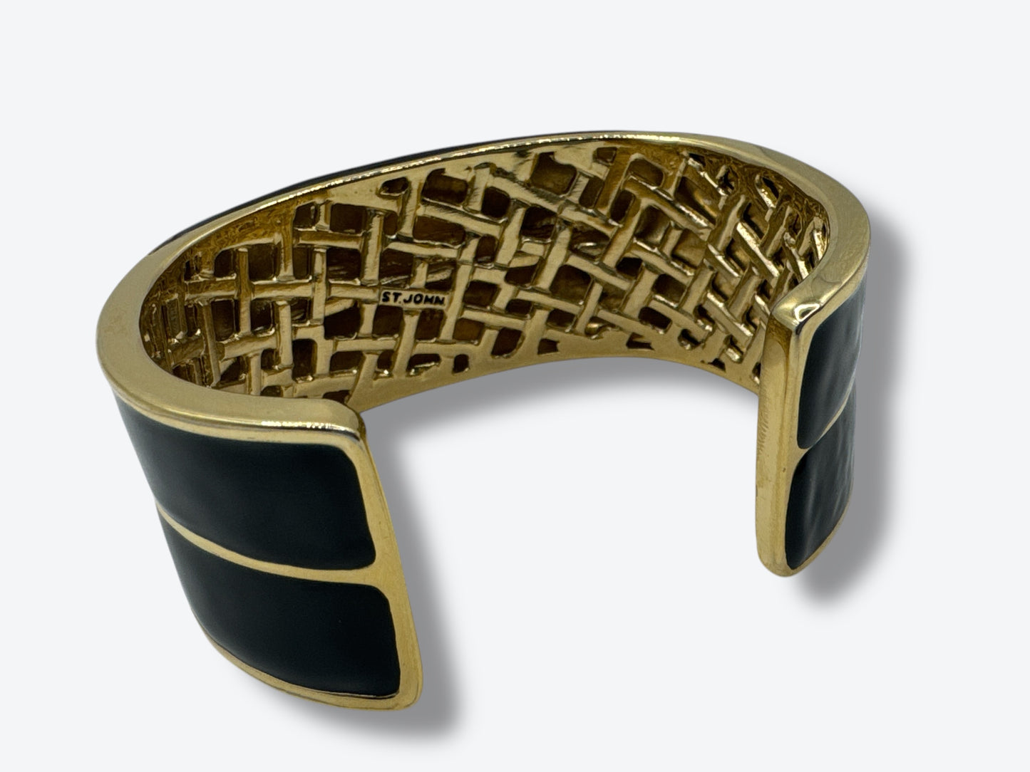 1980s/1990s St John Black and Gold Enamel Cuff