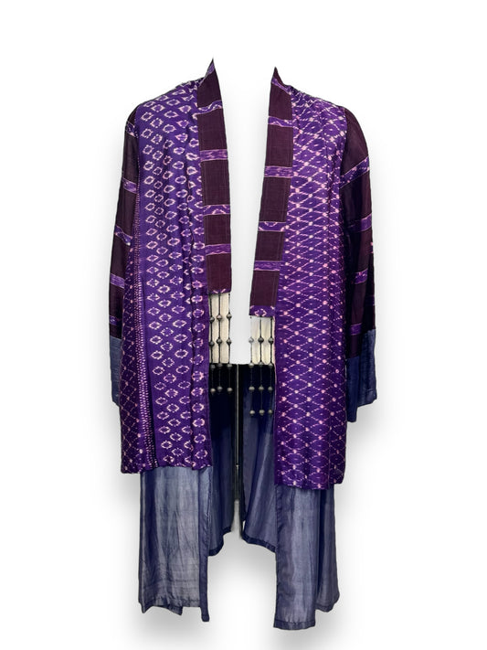 Y2K Sumac Design Purple Multi Silk Cardigan