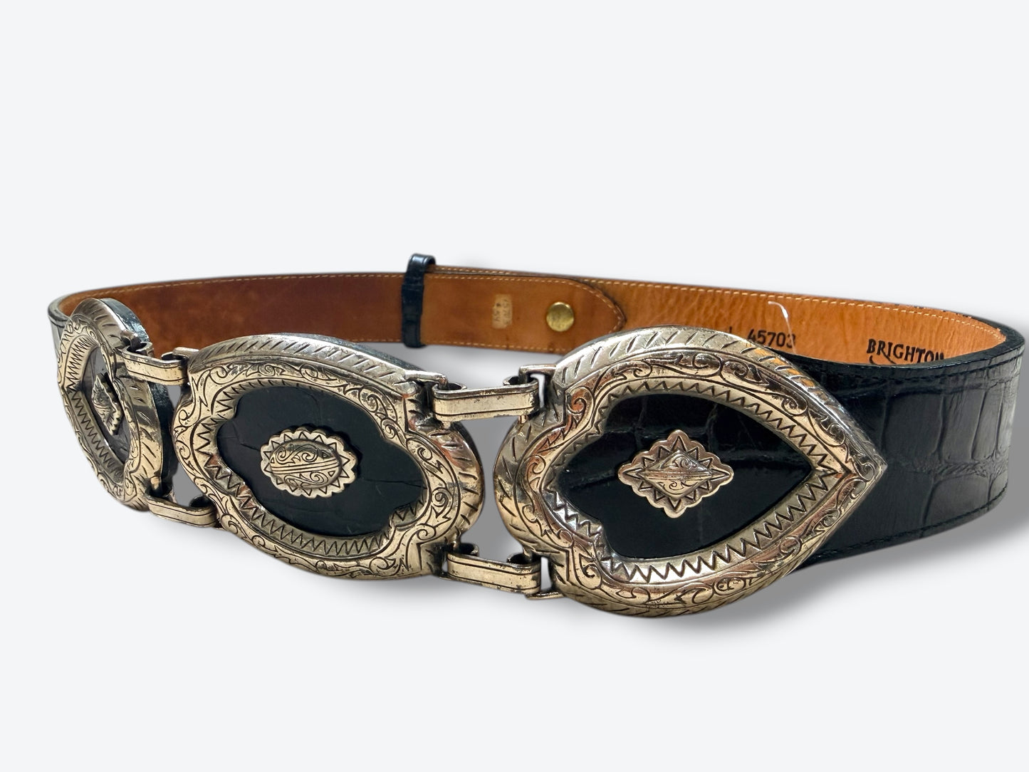 Brighton Western-Inspired Concho Leather Belt – Silver Tone Hardware
