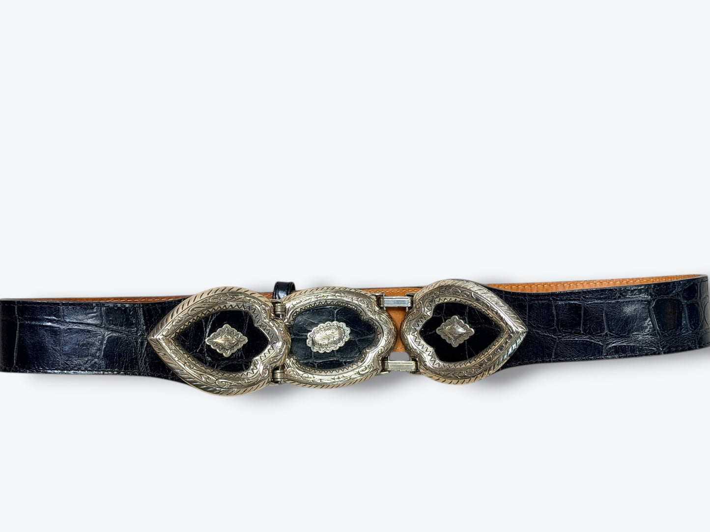 Brighton Western-Inspired Concho Leather Belt – Silver Tone Hardware
