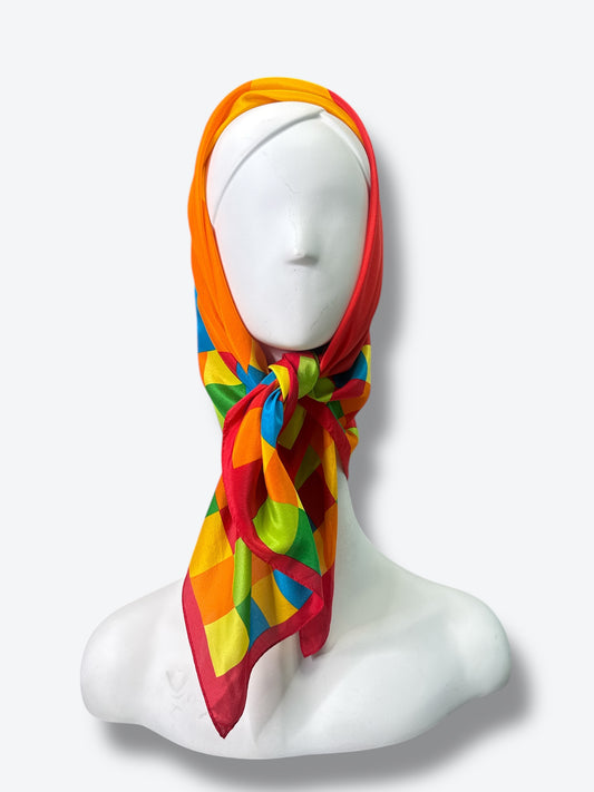 1990s 34” x 34” Adrienne Vittadini Color block scarf