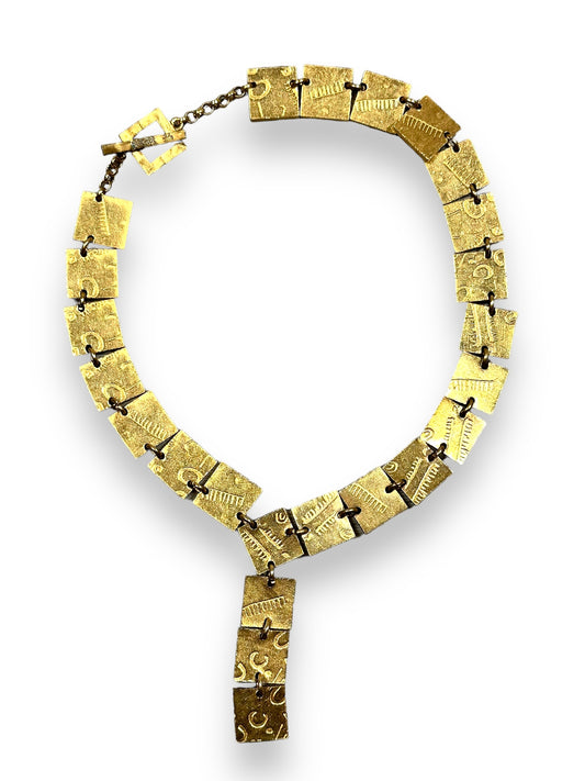 1970s Brune + Bear Gold Square Necklace